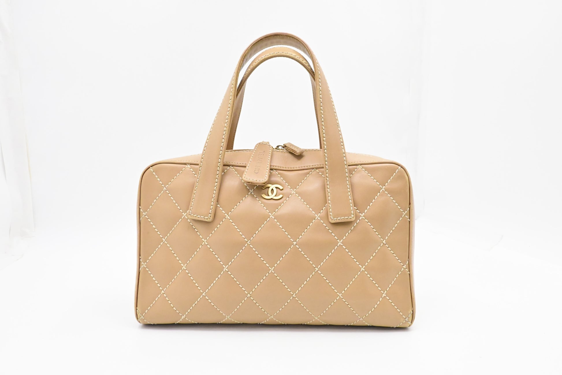 Chanel Surpique Beige Leather Tote Bag