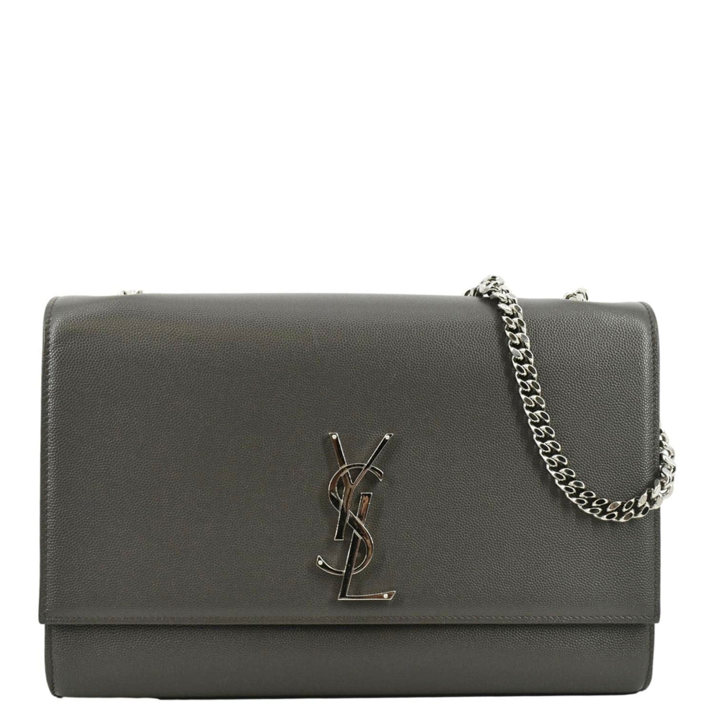 YSL Saint Laurent Yves Kate Shoulder Bag Leather Gray