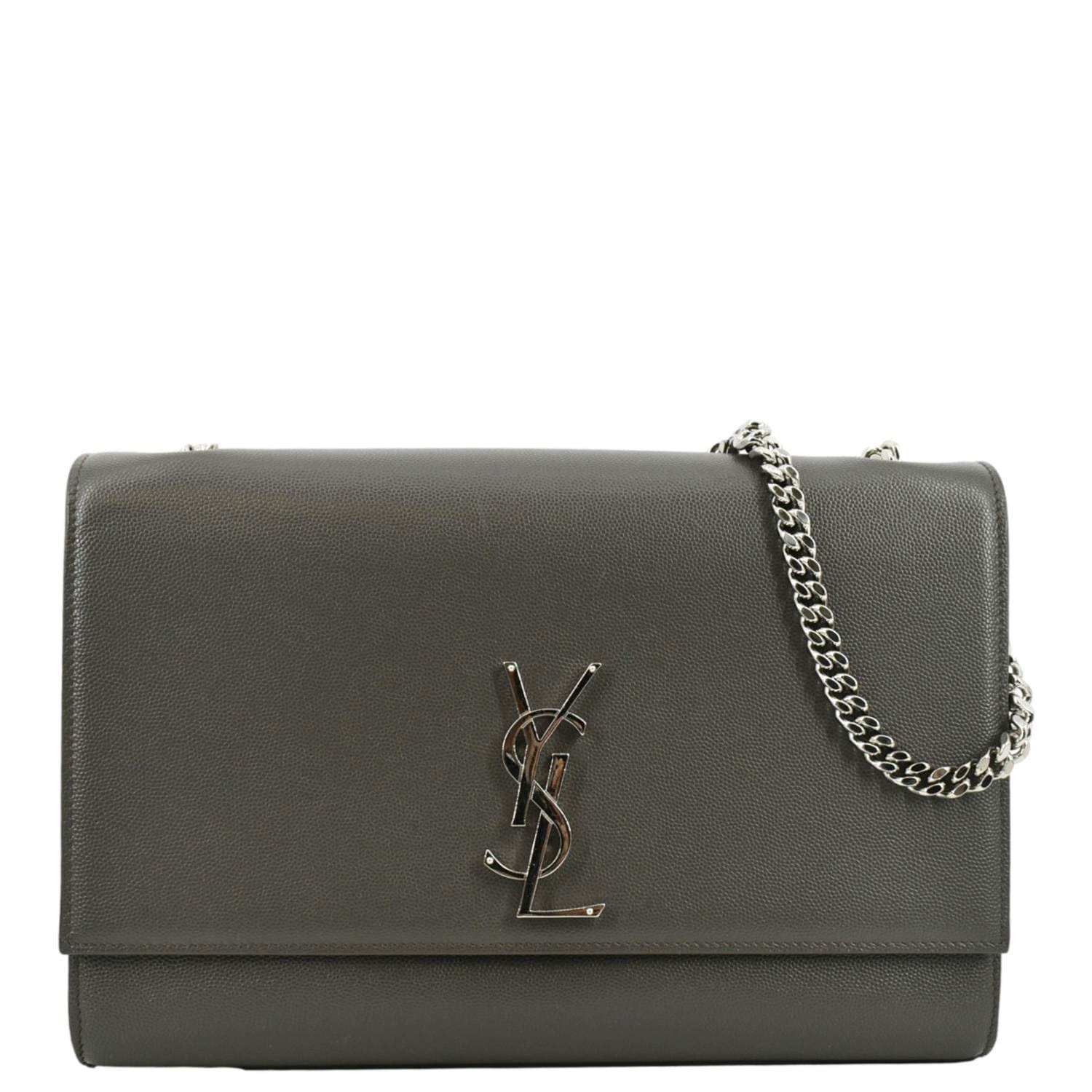 YSL Saint Laurent Yves Kate Shoulder Bag Leather Gray