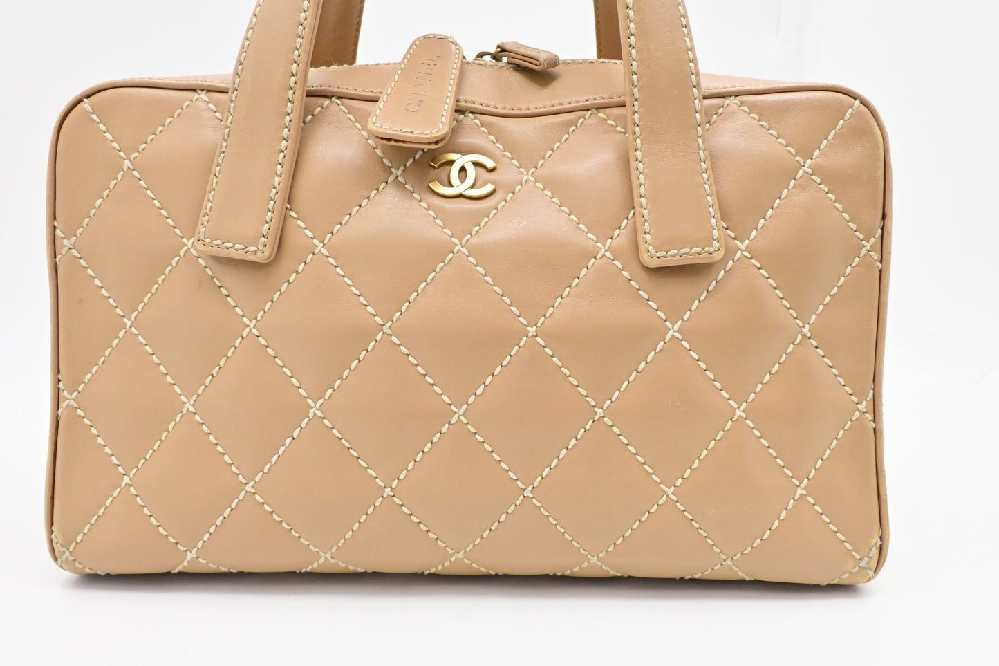 Chanel Surpique Beige Leather Tote Bag