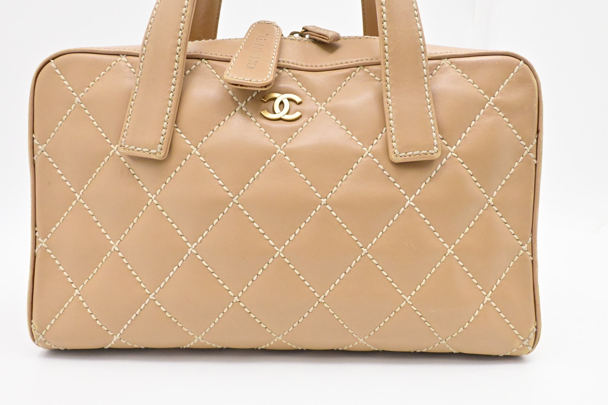 Chanel Surpique Beige Leather Tote Bag