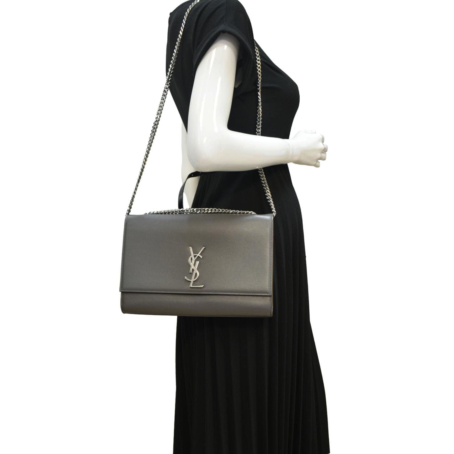 YSL Saint Laurent Yves Kate Shoulder Bag Leather Gray