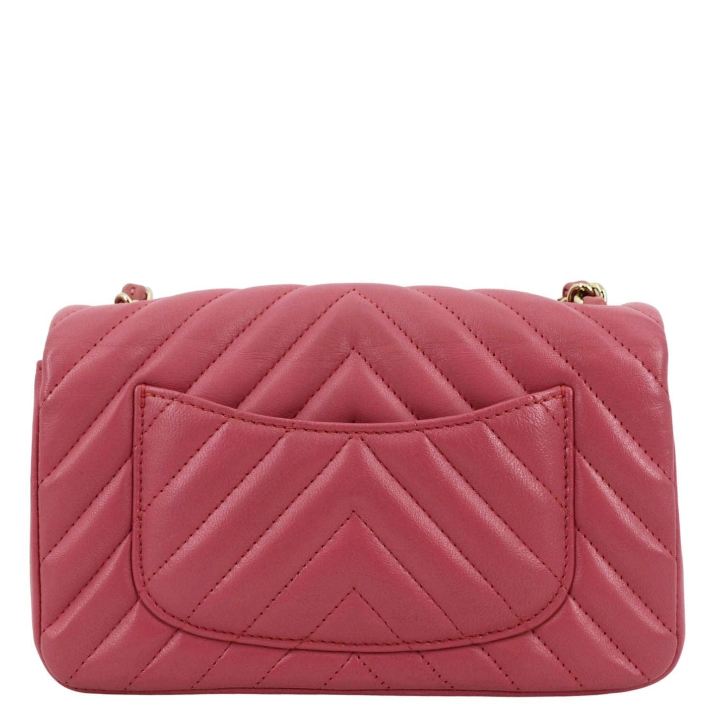 Chanel Timeless Classic Square Flap Chevron Calfskin Leather Crossbody Bag Pink