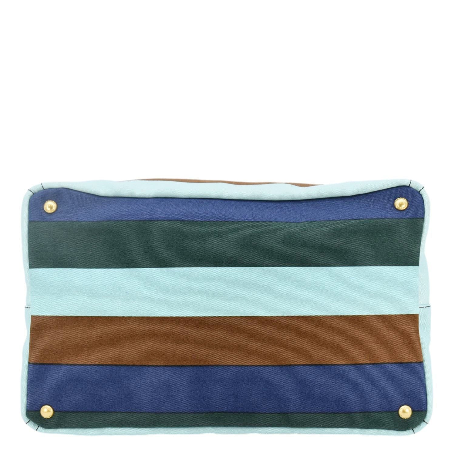 Prada Canapa Righe Satchel Bag Canvas Multicolor