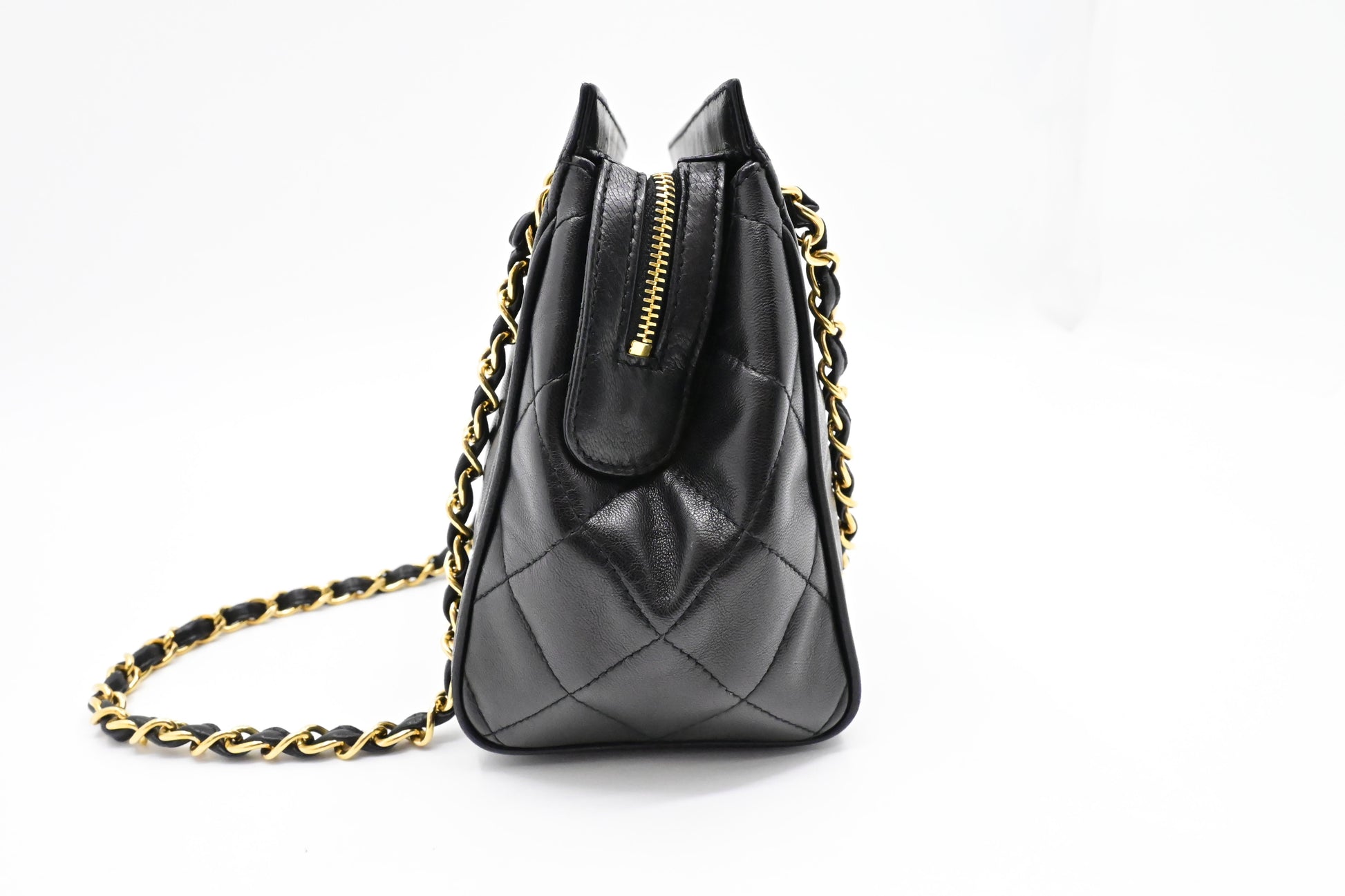 Chanel MattelassÃ© Black Leather Shoulder Bag