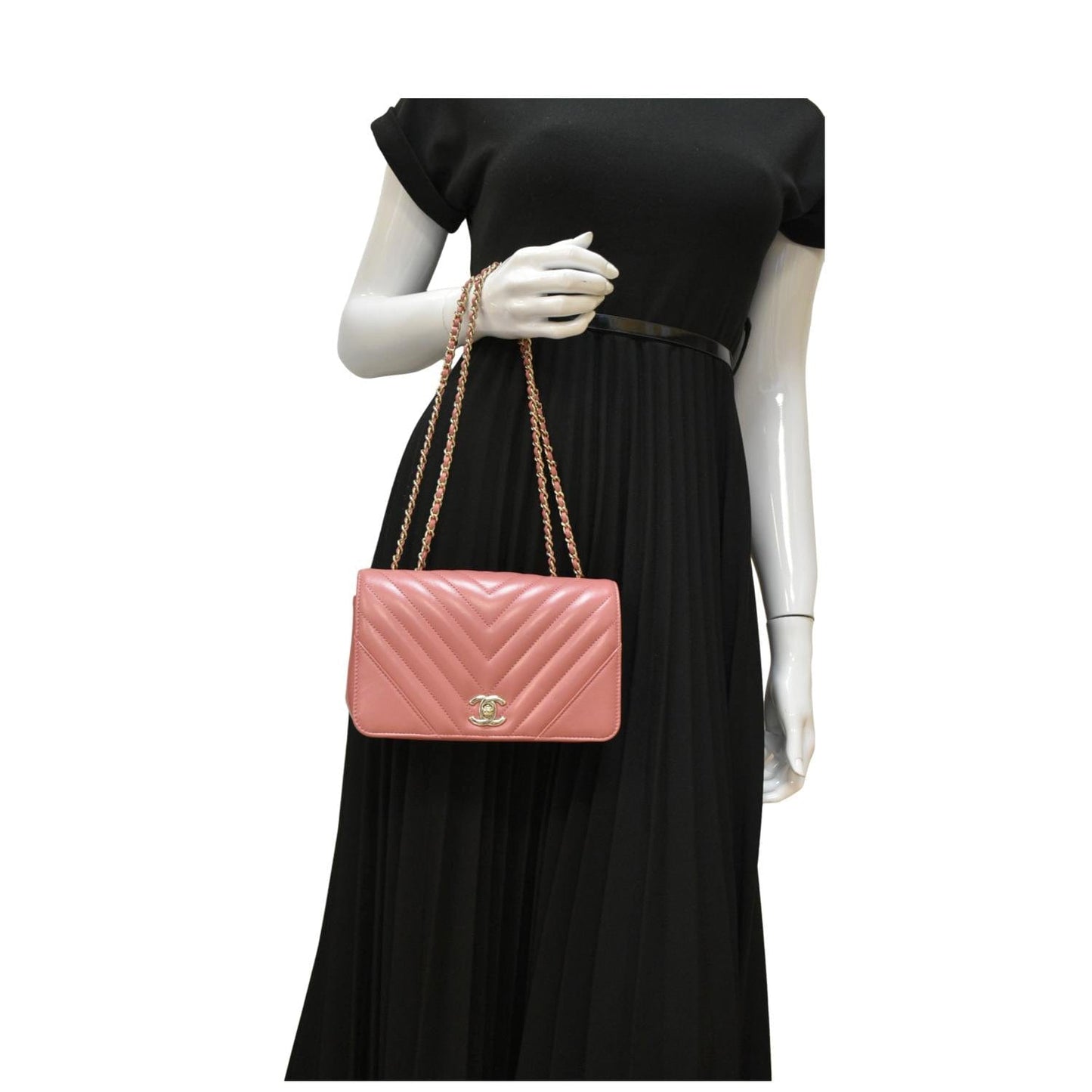 Chanel Statement Flap Quilted Chevron Pink Travel Bag Mini Chevron