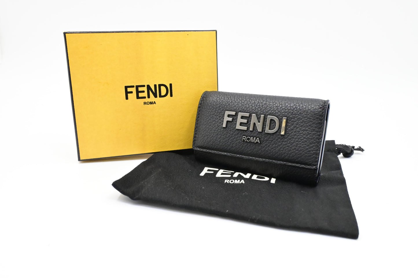 Fendi Key Case In Handbag Leather Black Travel Bag