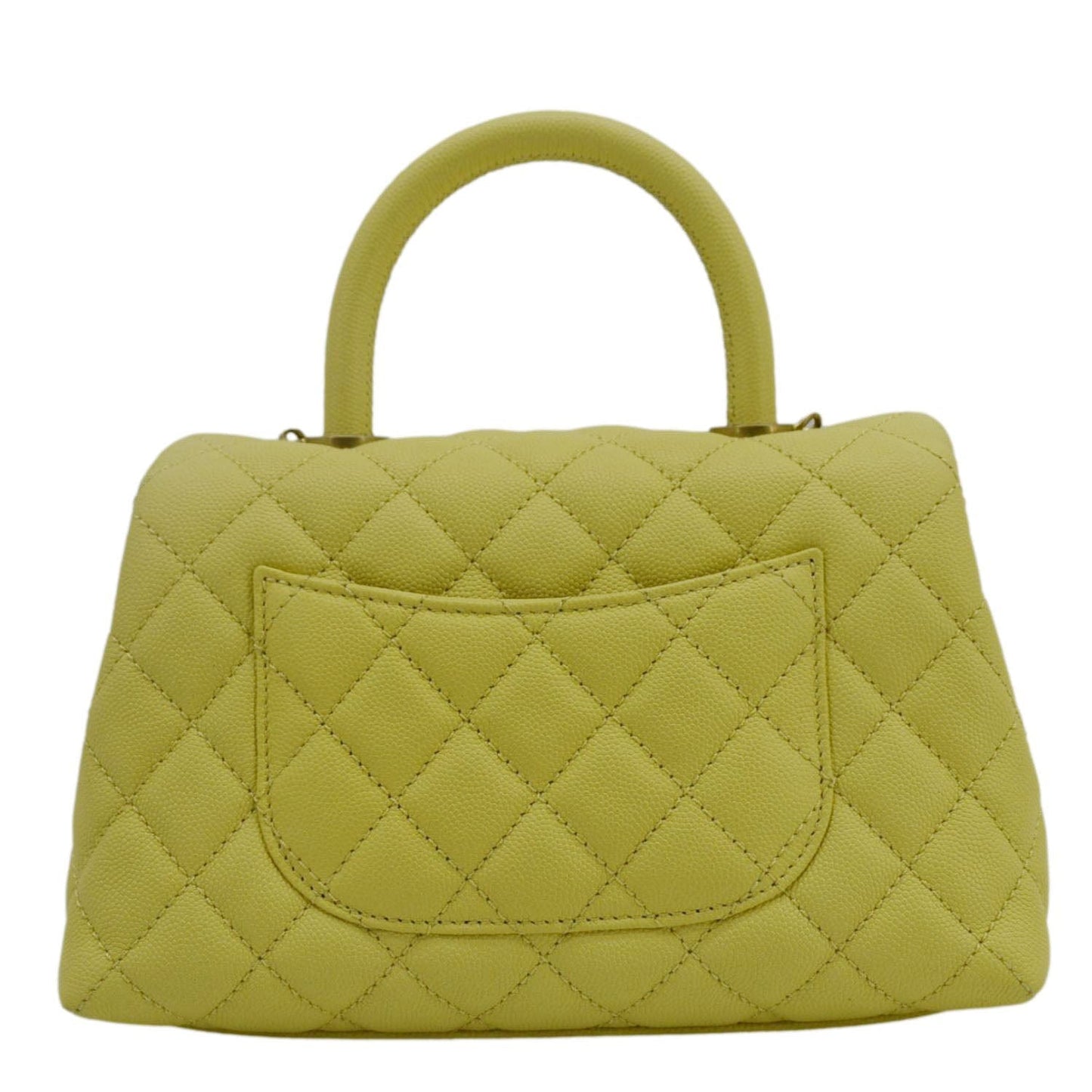 Chanel CC Coco Flap Caviar Top Leather Yellow Travel Bag