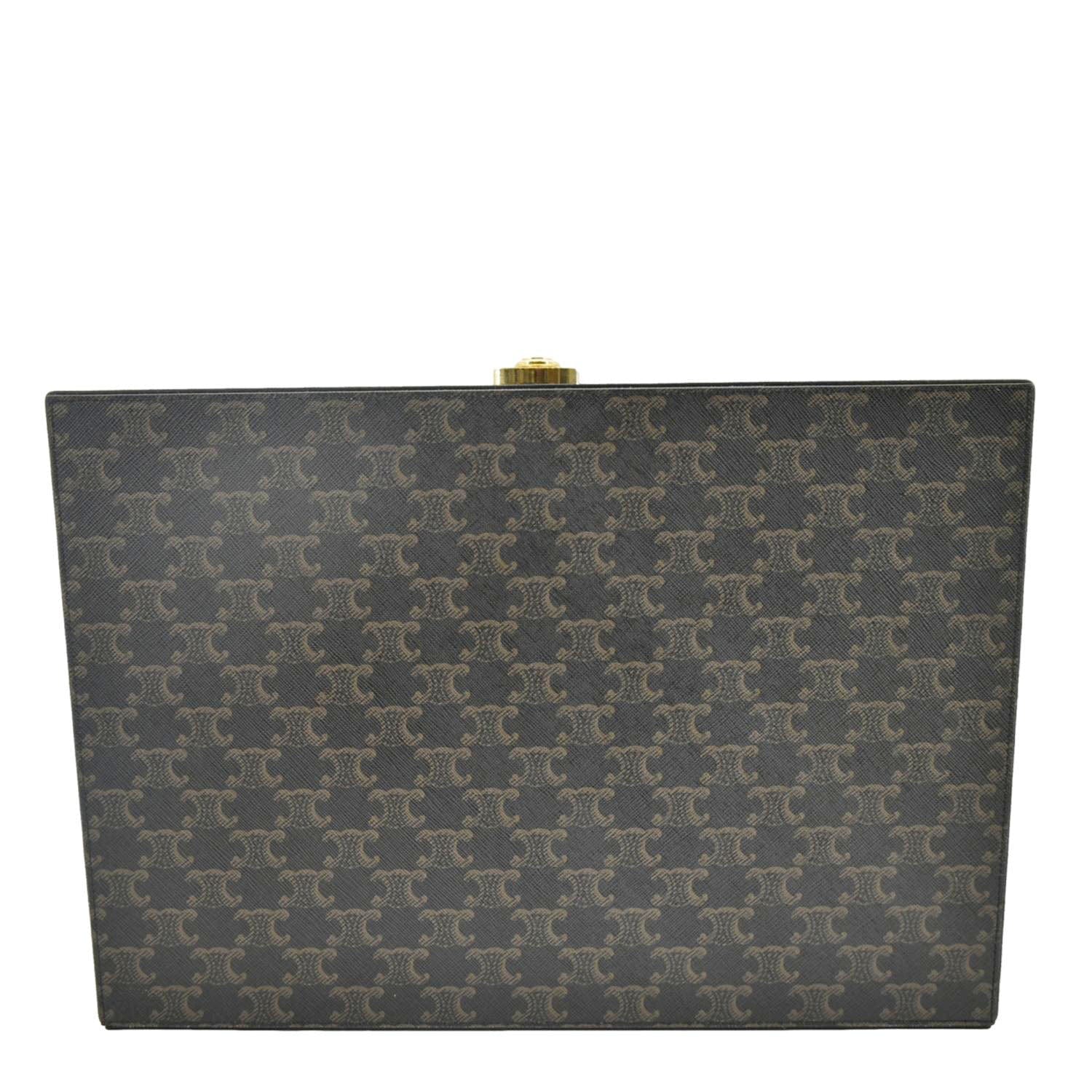 Luxury Triomphe Stationery Case Handbag Canvas Brown Travel Bag