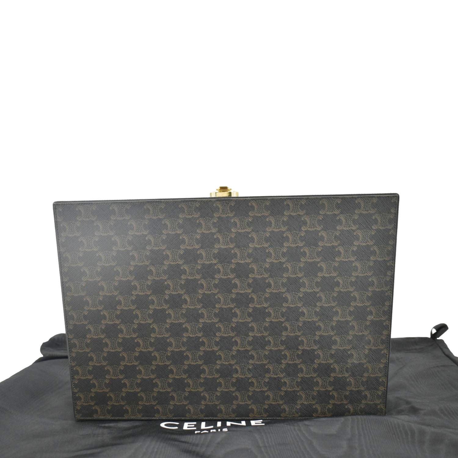 Luxury Triomphe Stationery Case Handbag Canvas Brown Travel Bag