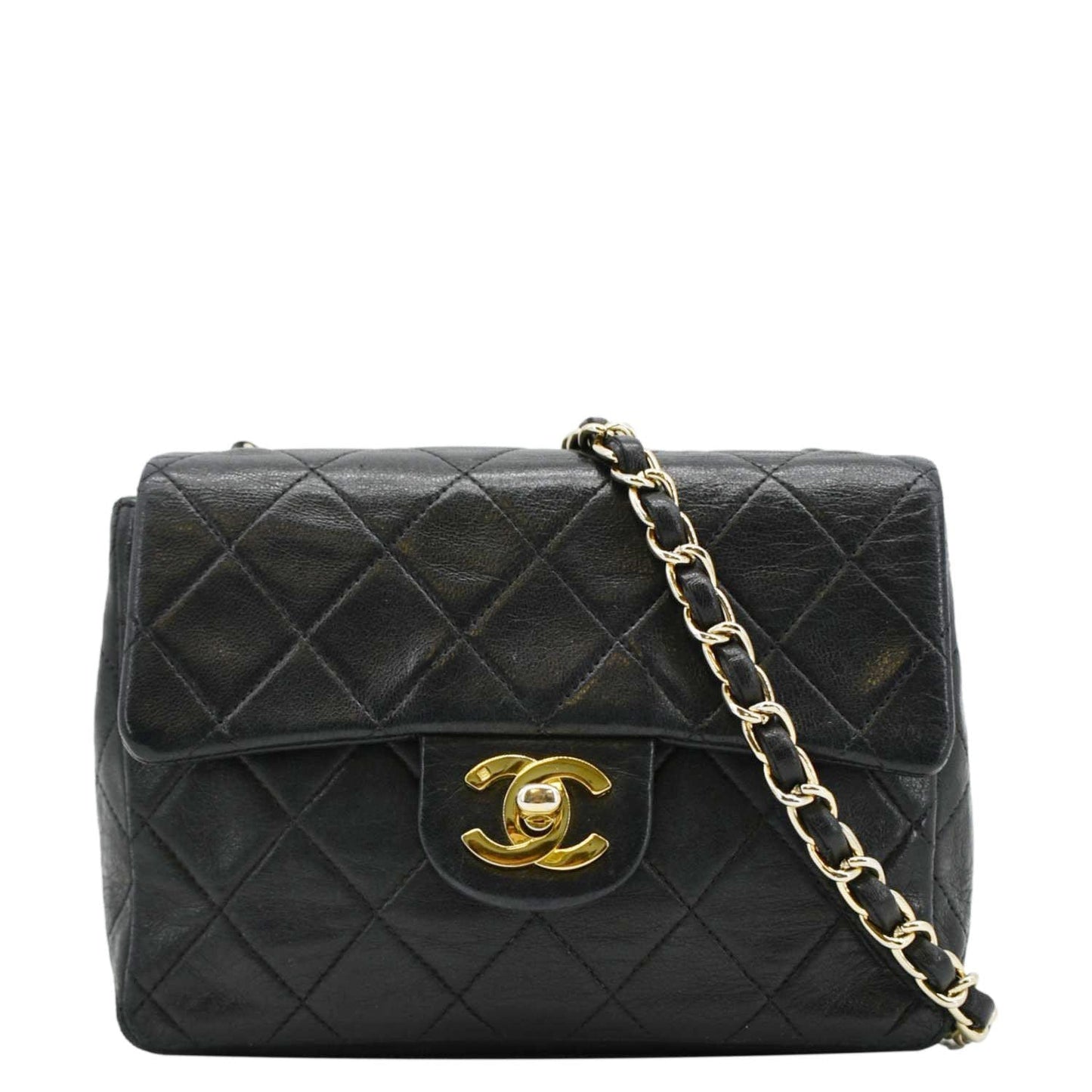 Chanel Classic Flap Square Leather Lambskin Black Travel Bag