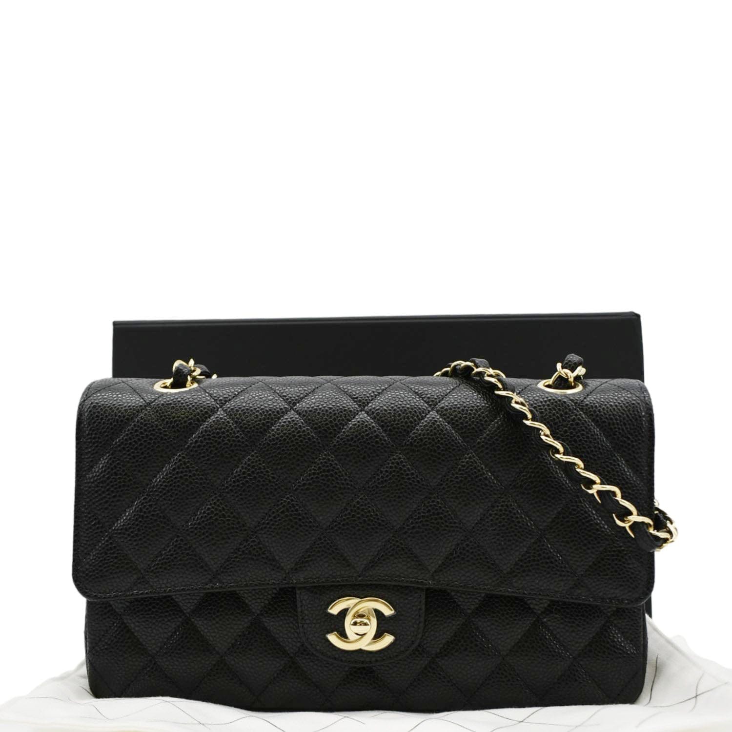 Chanel Classic Flap Quilted Caviar Leather Black Travel Bag
