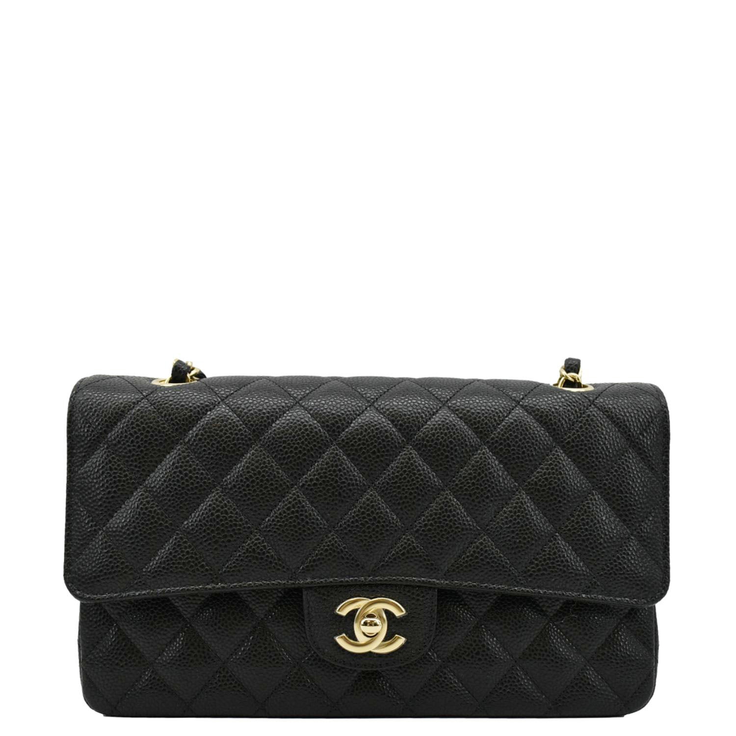 Chanel Classic Flap Quilted Caviar Leather Black Travel Bag