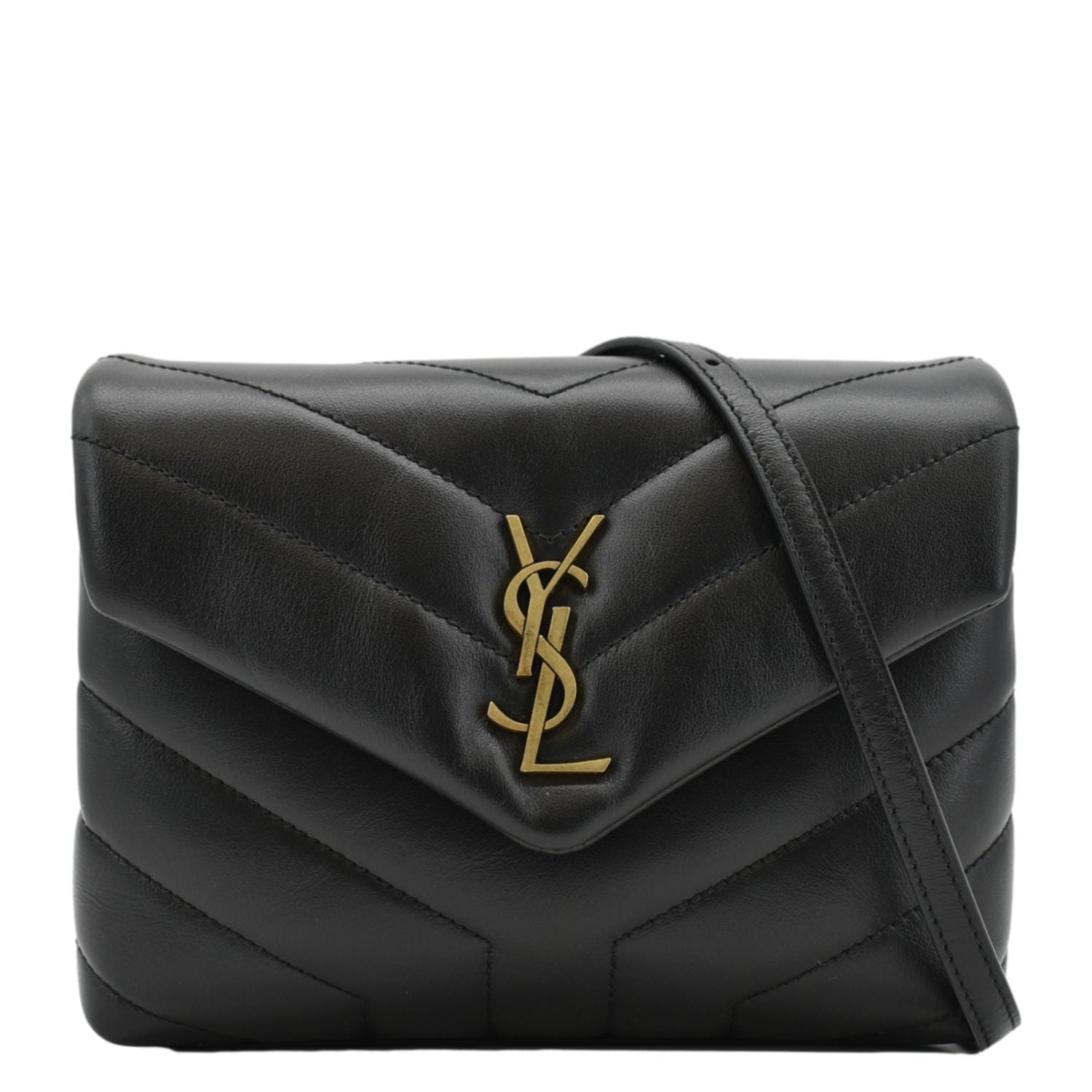 YSL Saint Laurent Yves Loulou Crossbody Bag Leather Quilted Black Laurent Loulou Mini