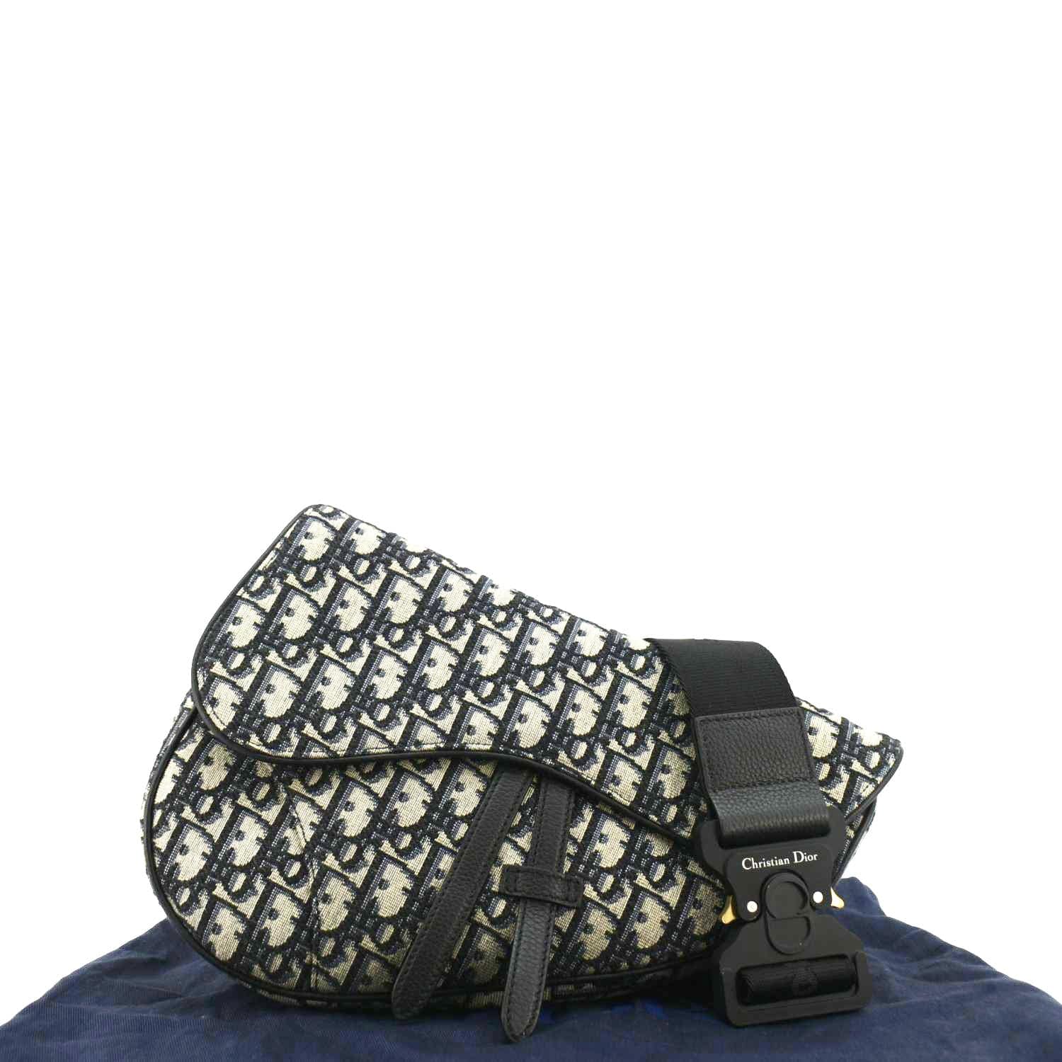 Dior Saddle Oblique Jacquard Belt Crossbody Bag Blue Navy
