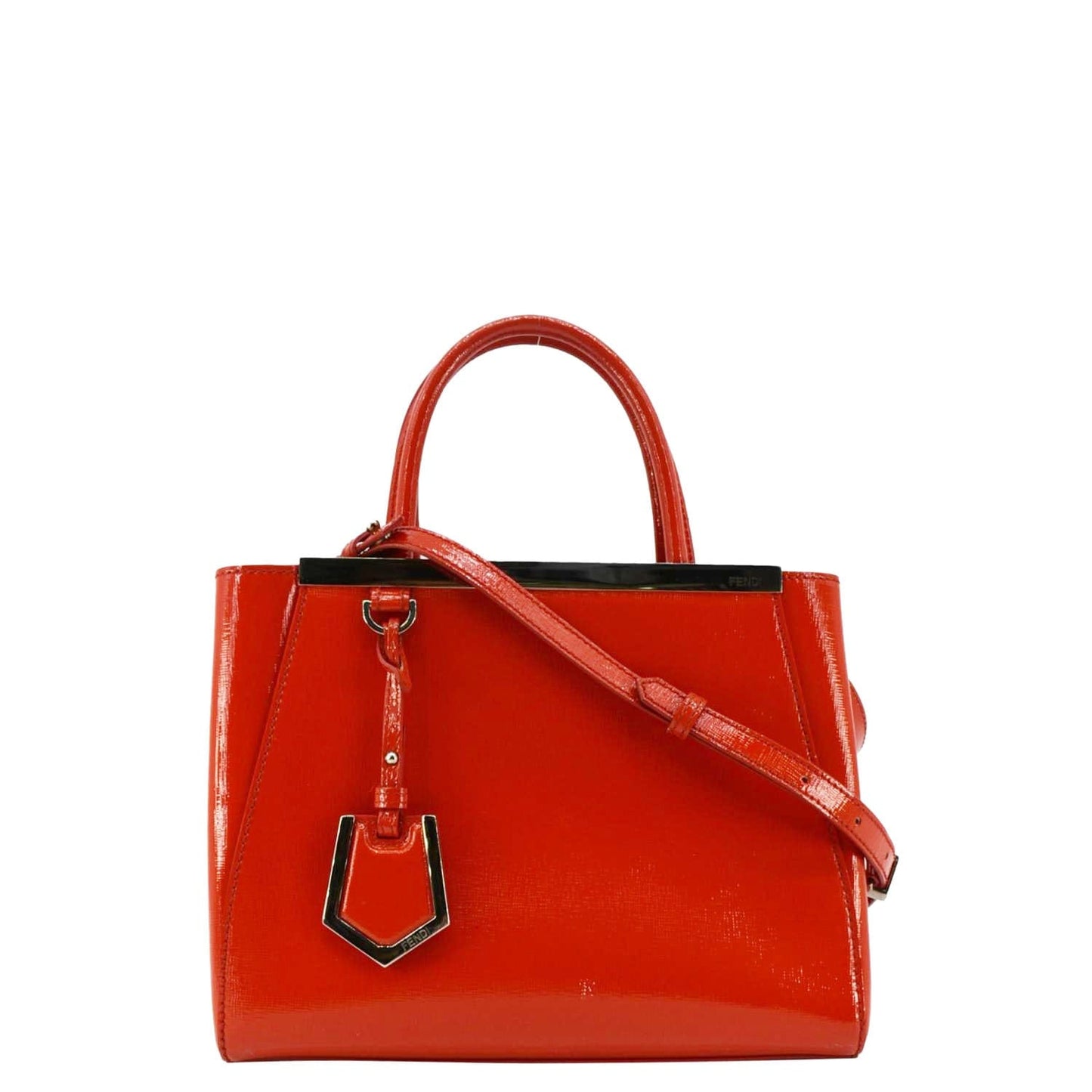 Fendi Petite 2Jours Elite Tote Shoulder Bag Leather Vitello Red