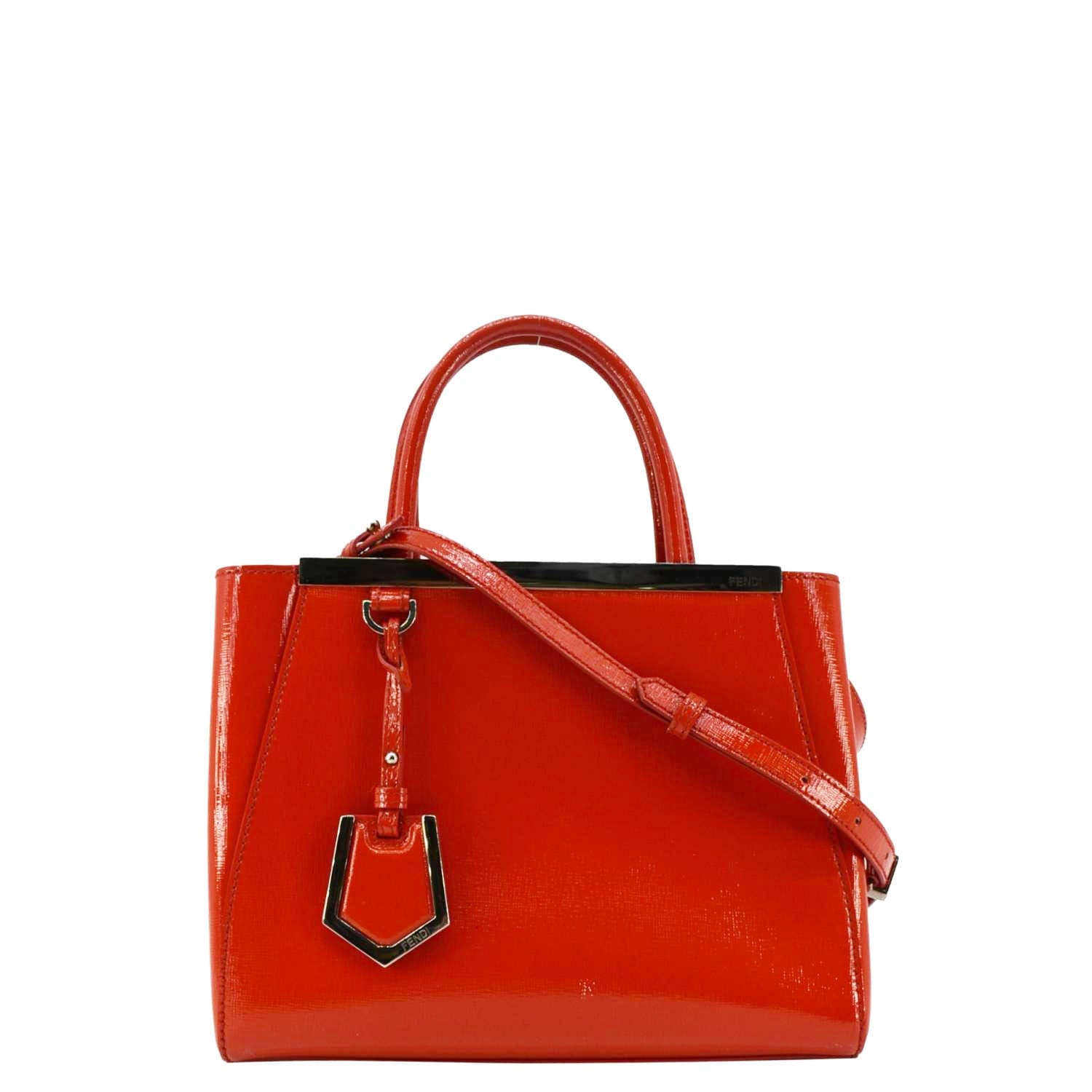 Fendi Petite 2Jours Elite Tote Shoulder Bag Leather Vitello Red