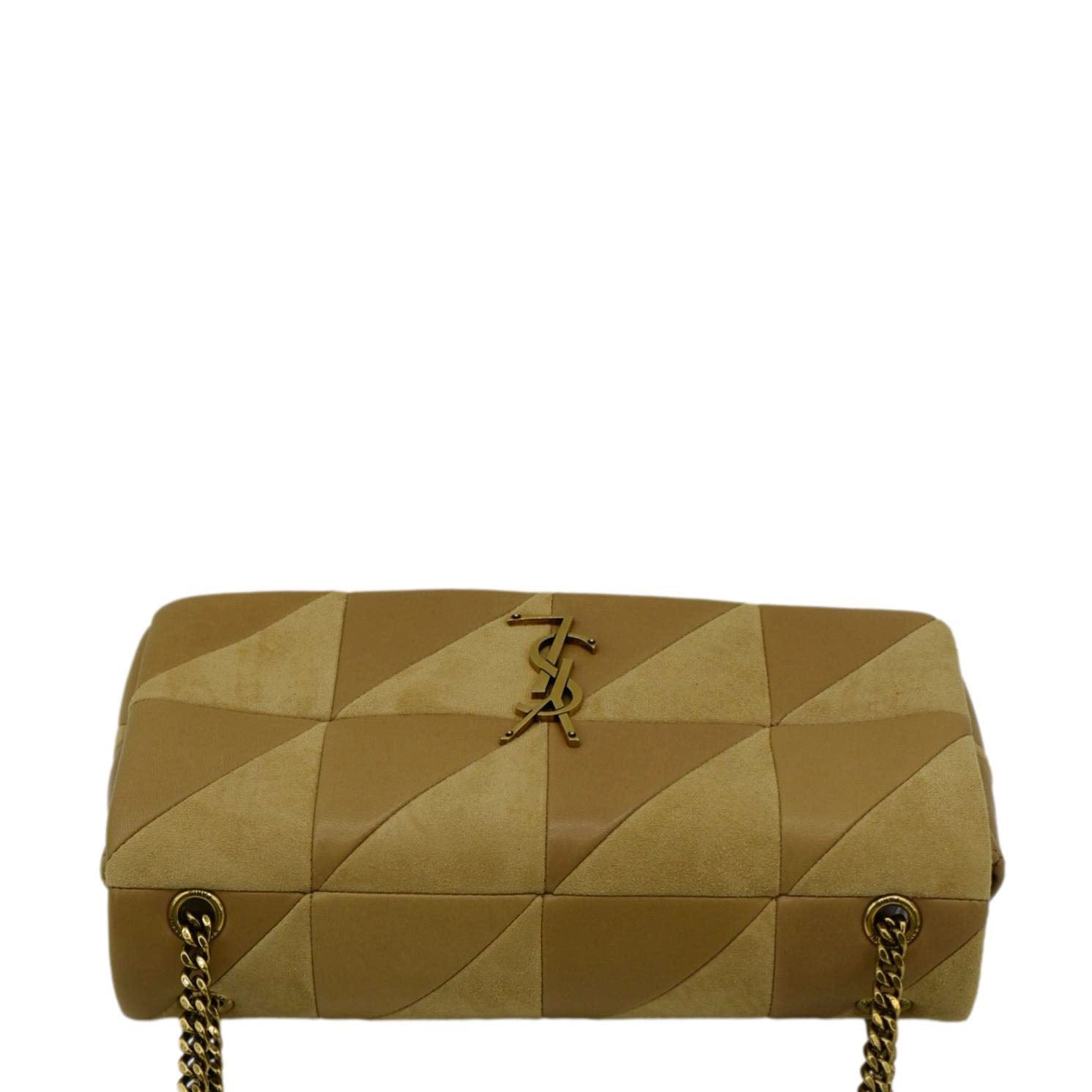 YSL Saint Laurent Yves Jamie Shoulder Bag Leather Suede Cream