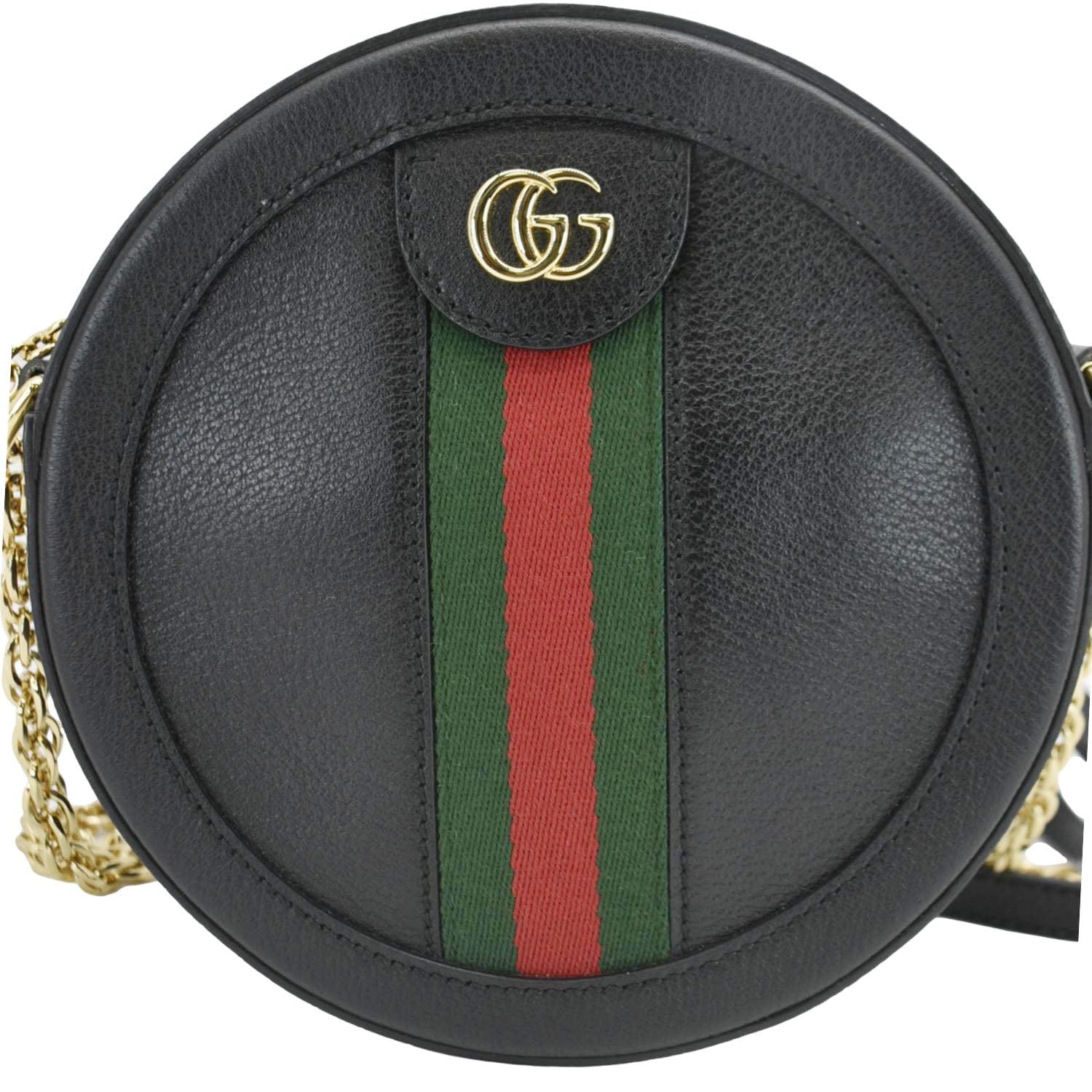 Gucci Ophidia Round Web Crossbody Bag Leather Black