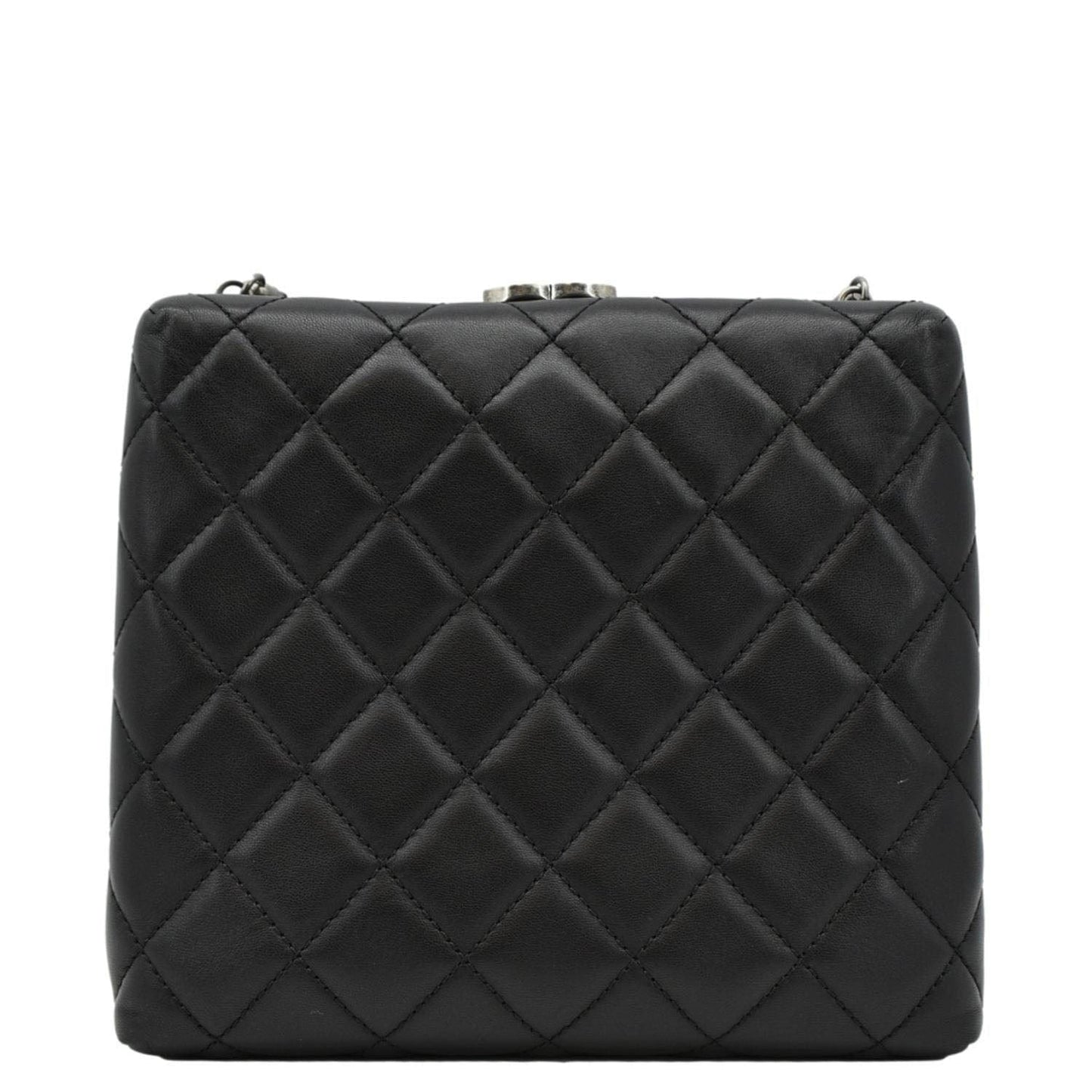 Chanel CC Kisslock Box Leather Lambskin Black Travel Bag