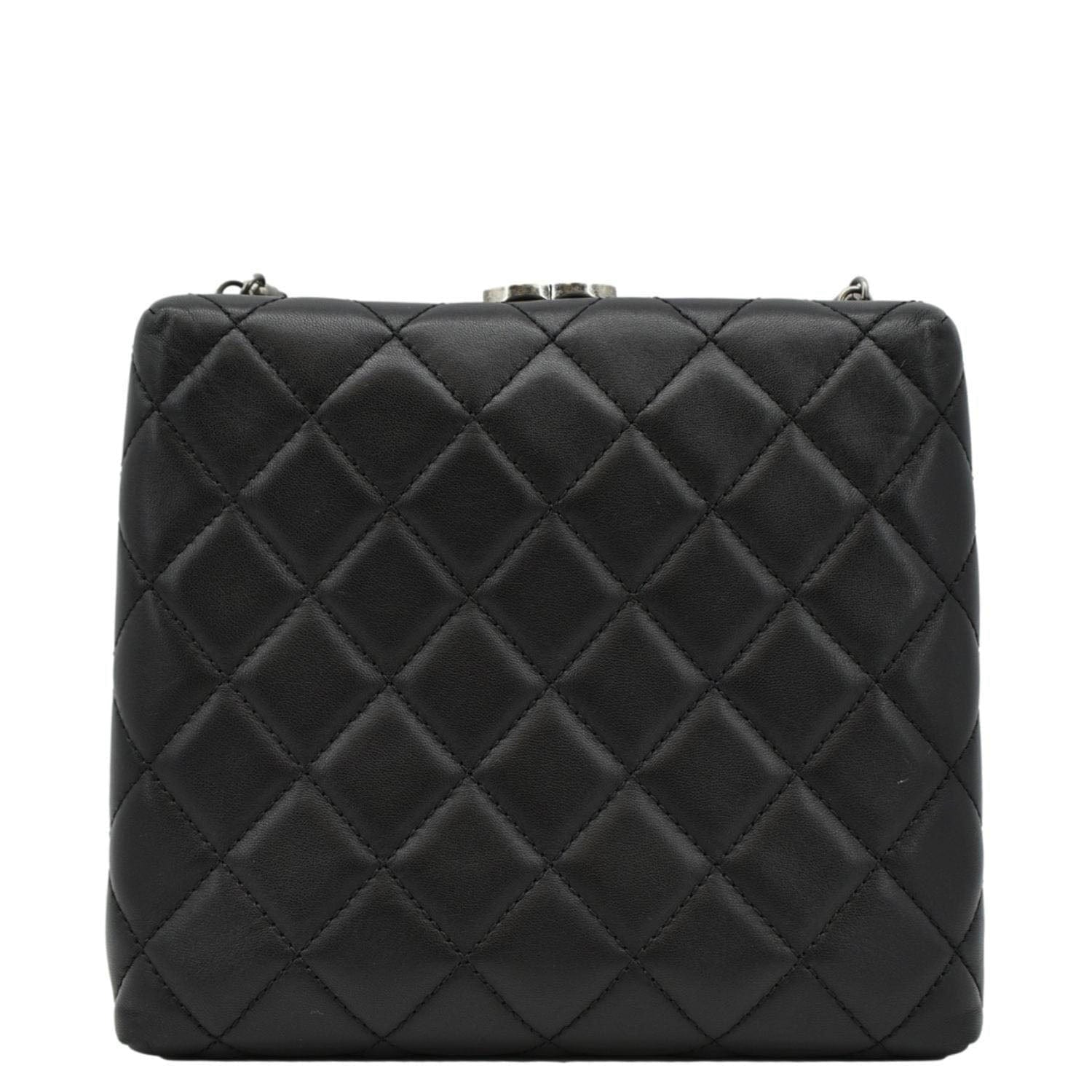Chanel CC Kisslock Box Leather Lambskin Black Travel Bag