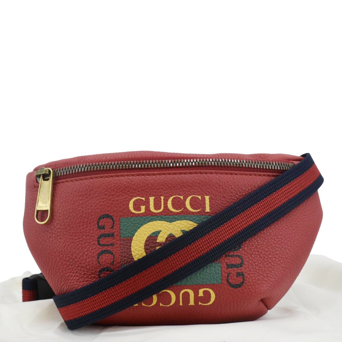 Gucci Print Belt Waist Bum Bag Leather Red Accessory