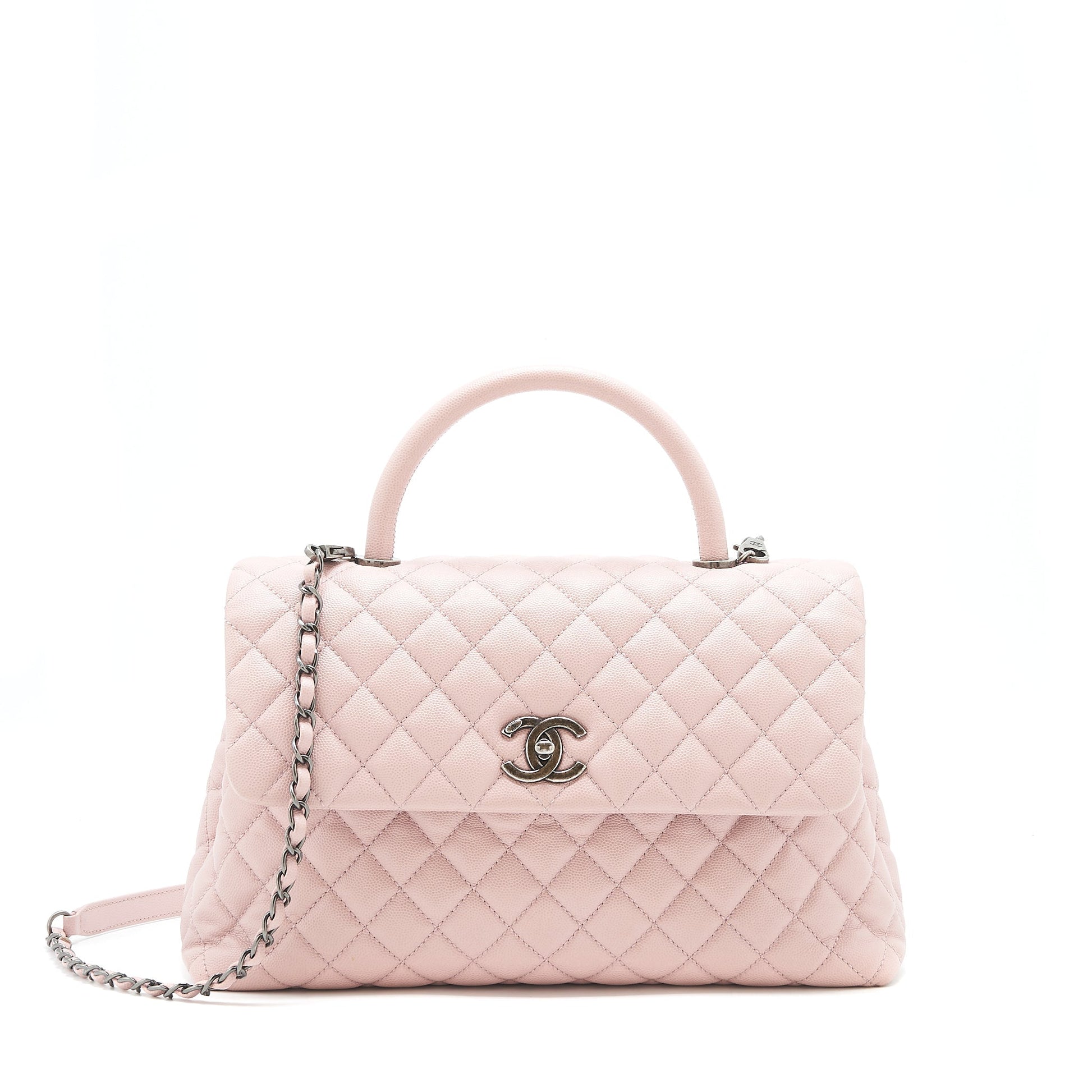 Chanel Coco Handle Flap Caviar Light ruthenium Pink Shoulder Bag