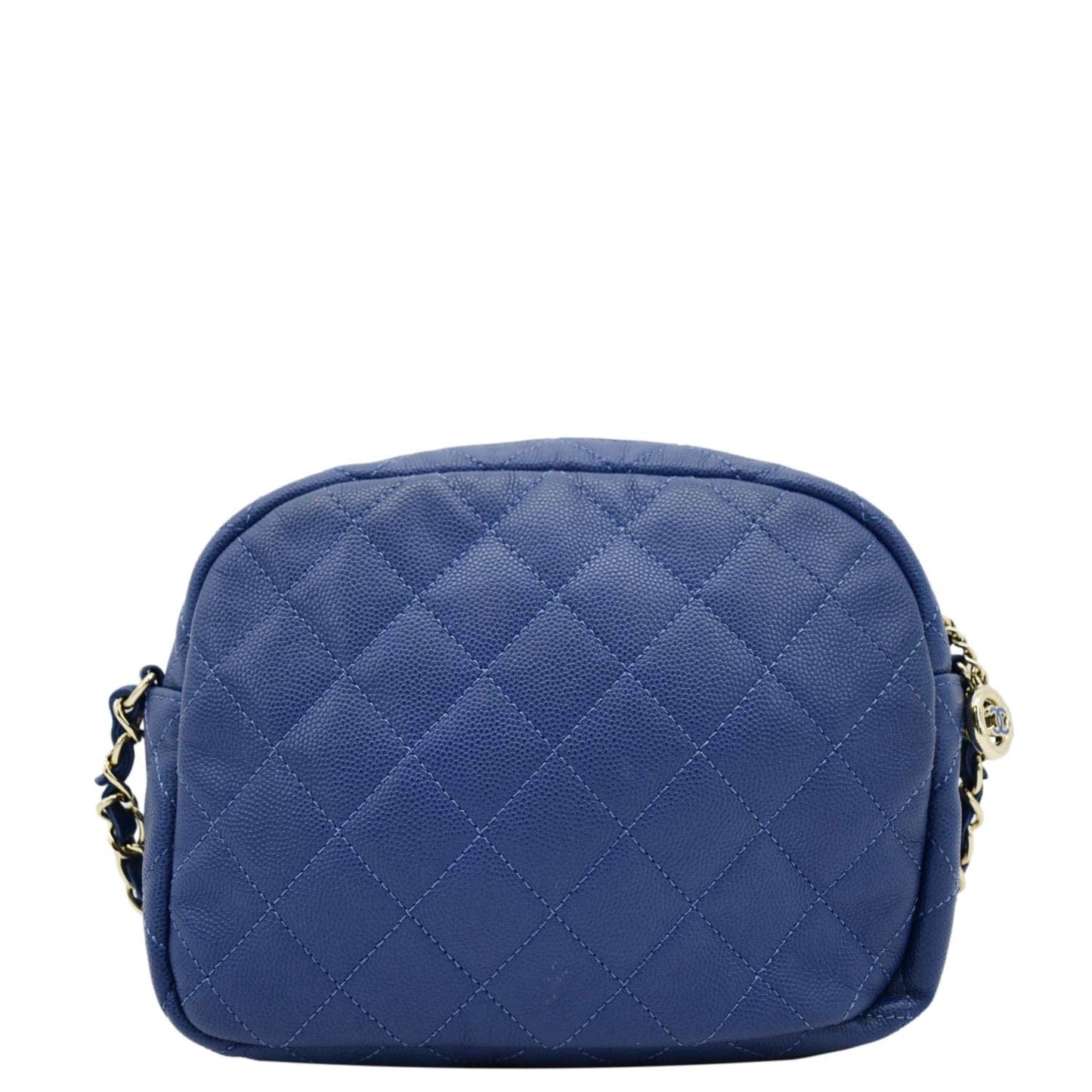 Chanel CC Day Camera Caviar Leather Blue Travel Bag