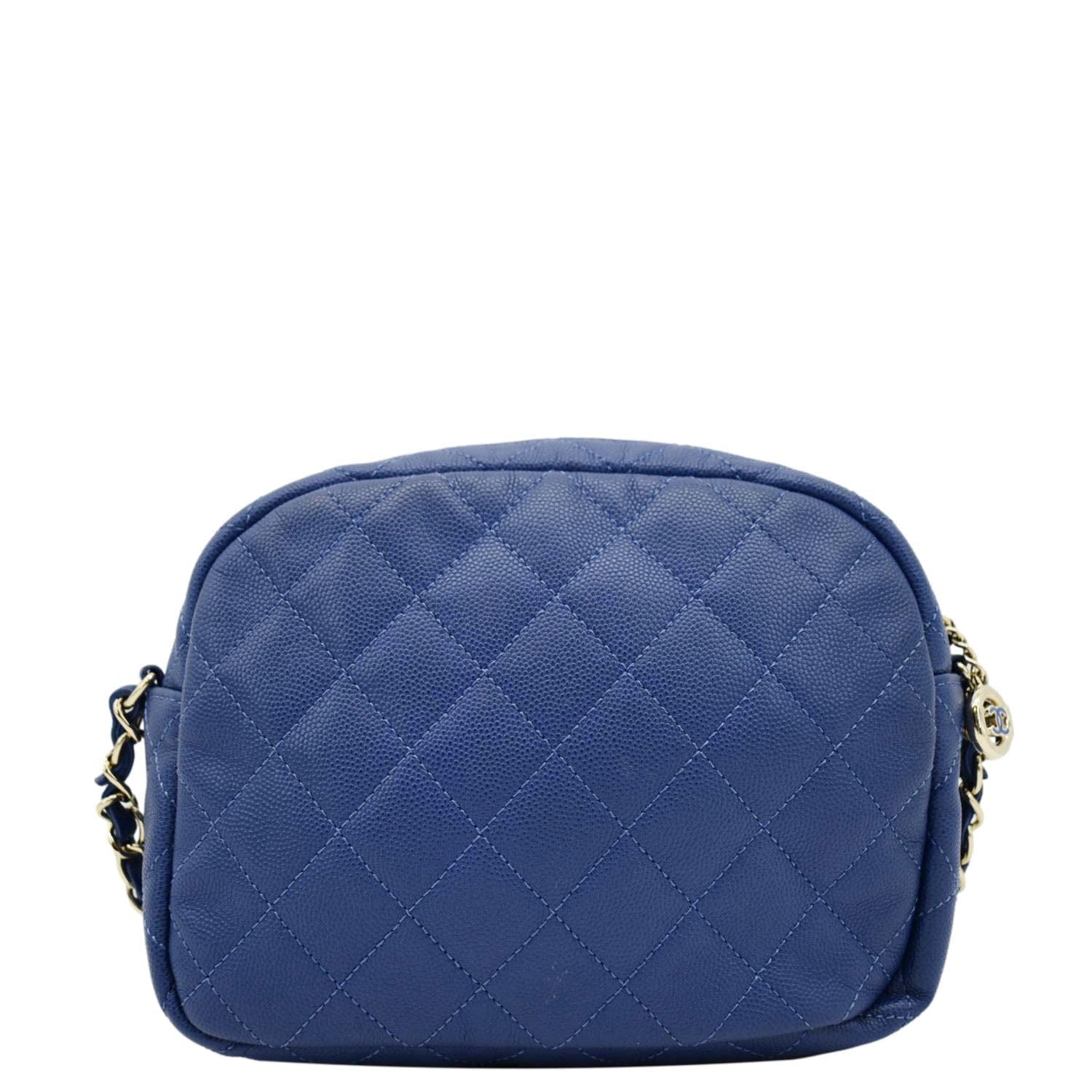 Chanel CC Day Camera Caviar Leather Blue Travel Bag