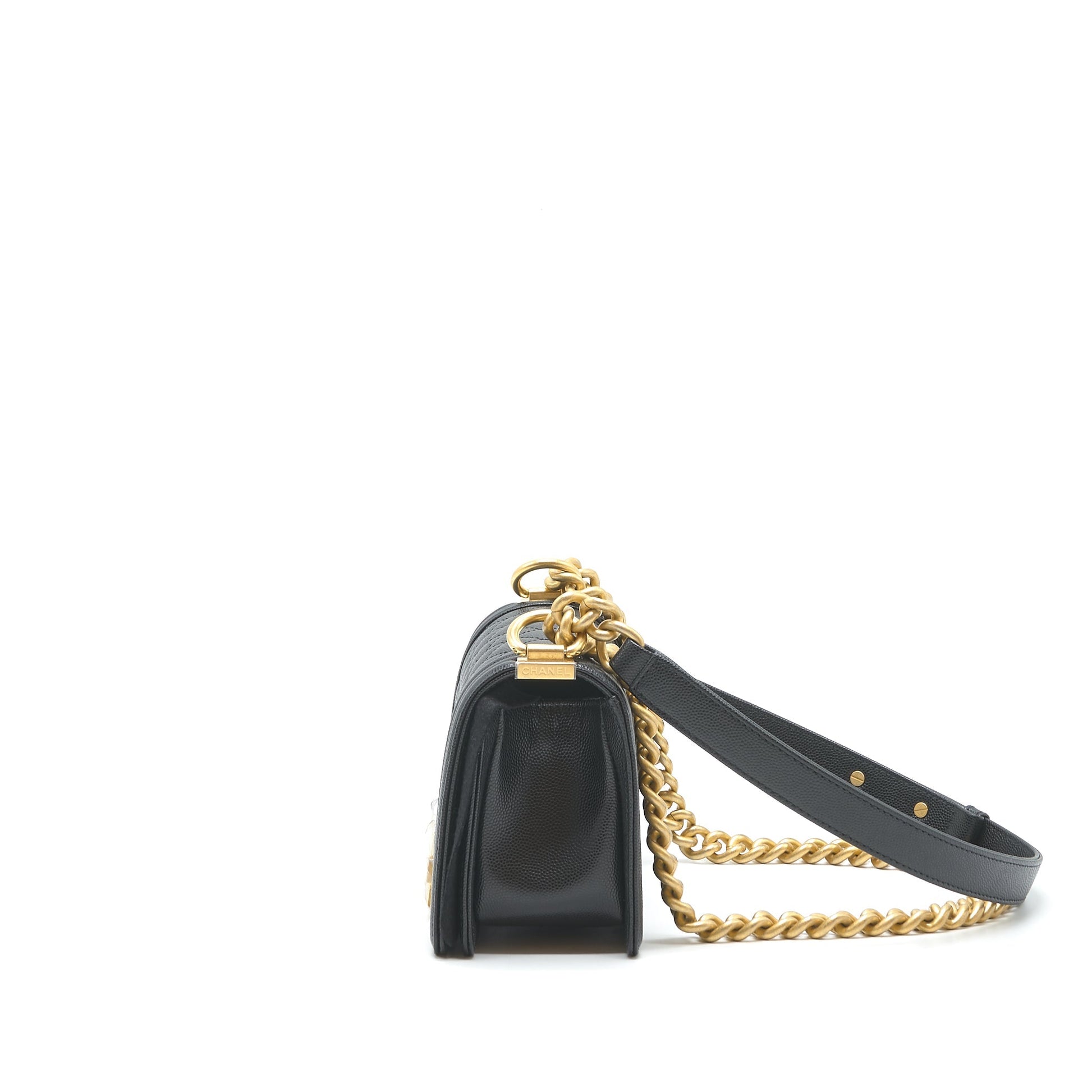 Chanel Boy Caviar GHW microchip Black Small Handbag