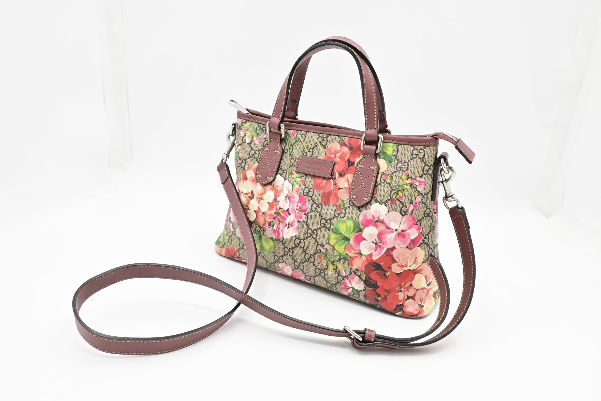 Gucci 2-Way Blooms GG Canvas Pink Travel Bag