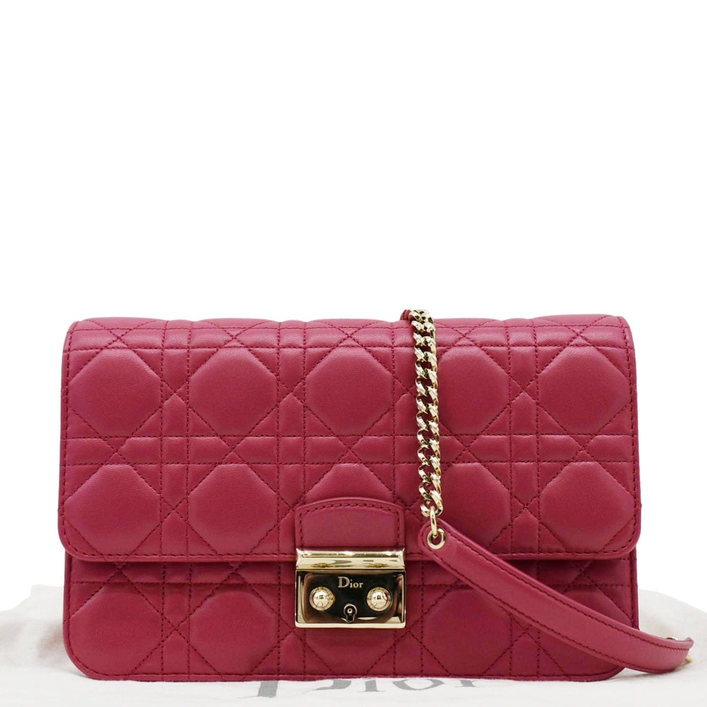 Dior Miss Promenade Cannage Crossbody Bag Fuchsia Leather Quilted