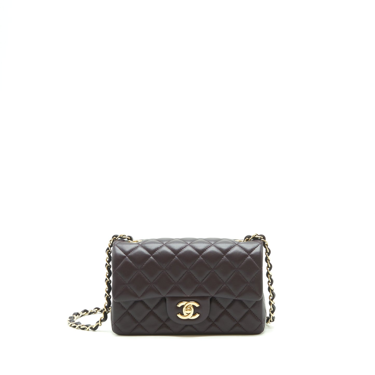 Chanel rectangular Flap lambskin 16B Dark Purple Shoulder Bag