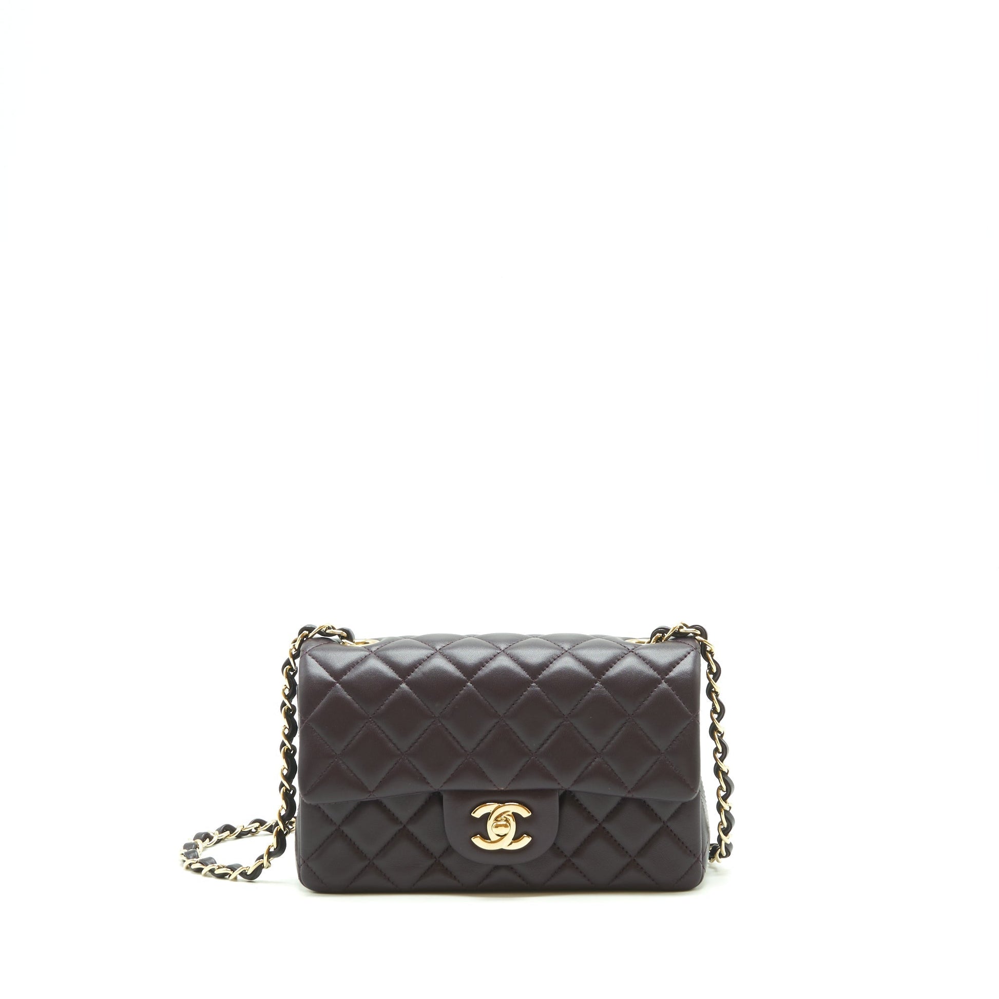 Chanel rectangular Flap lambskin 16B Dark Purple Shoulder Bag