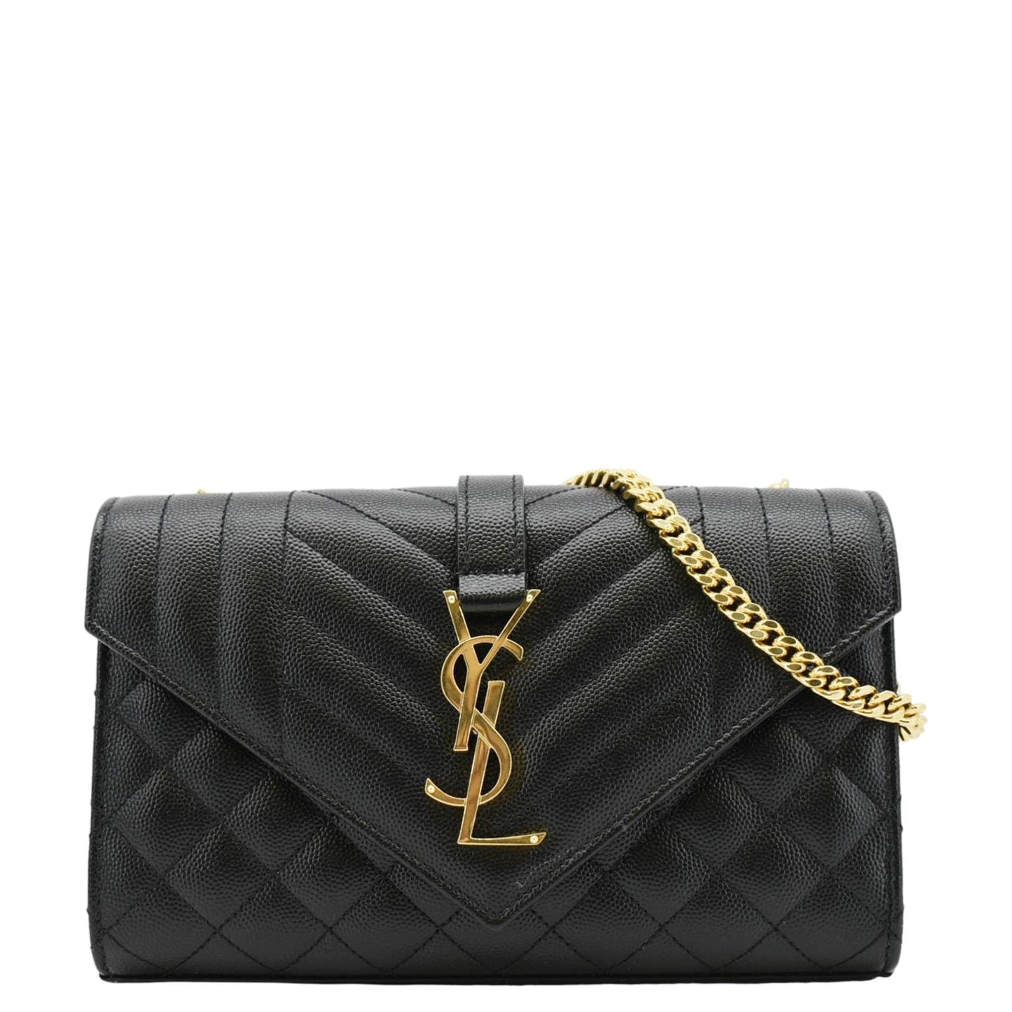 YSL Saint Laurent Envelope Crossbody Bag Leather Black Small