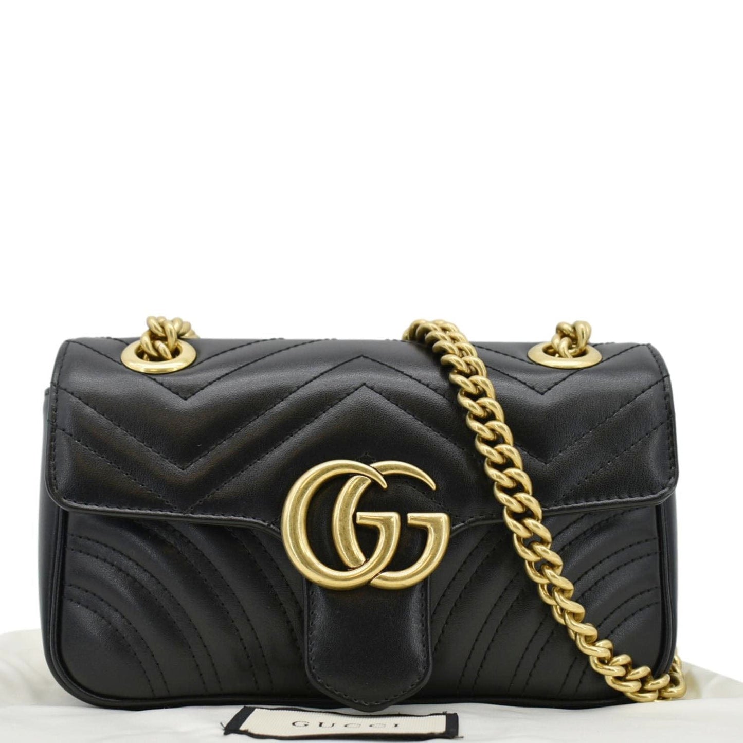 Gucci Marmont Shoulder Bag Leather Black Black 446744