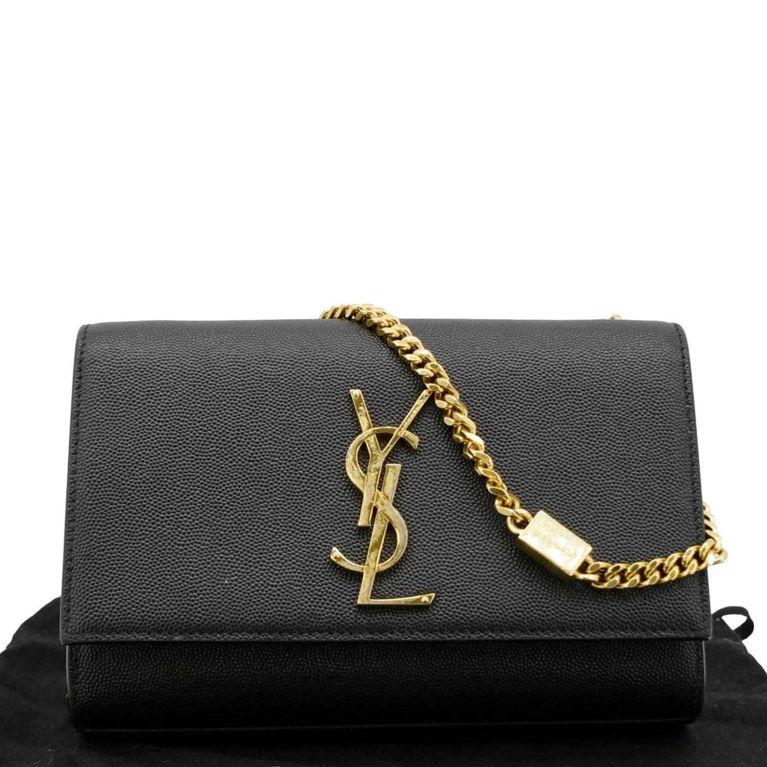 YSL Saint Laurent Yves Kate Crossbody Bag Leather Black Small