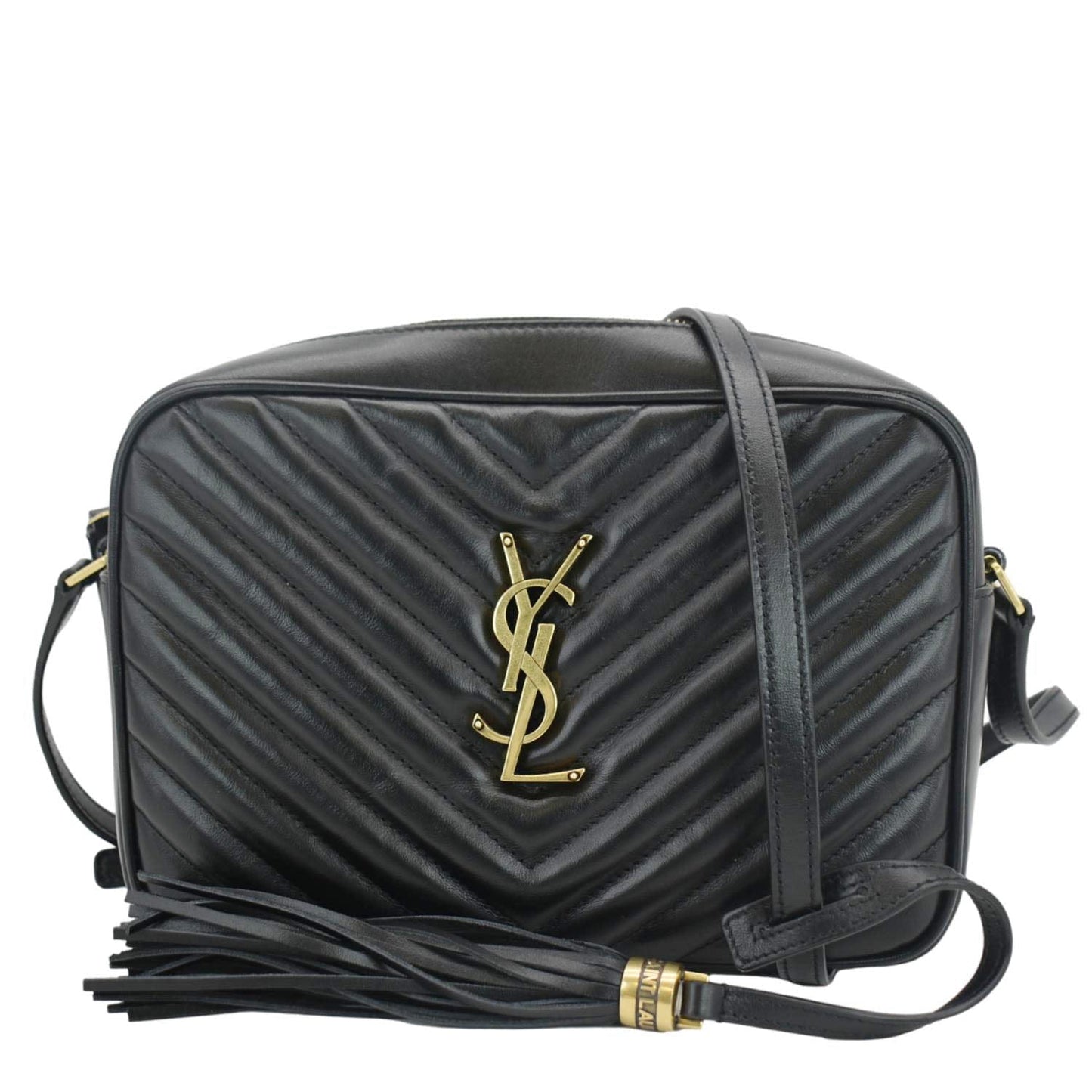 YSL Saint Laurent Yves Lou Camera Chevron Crossbody Bag Leather Black Camera Bag 13