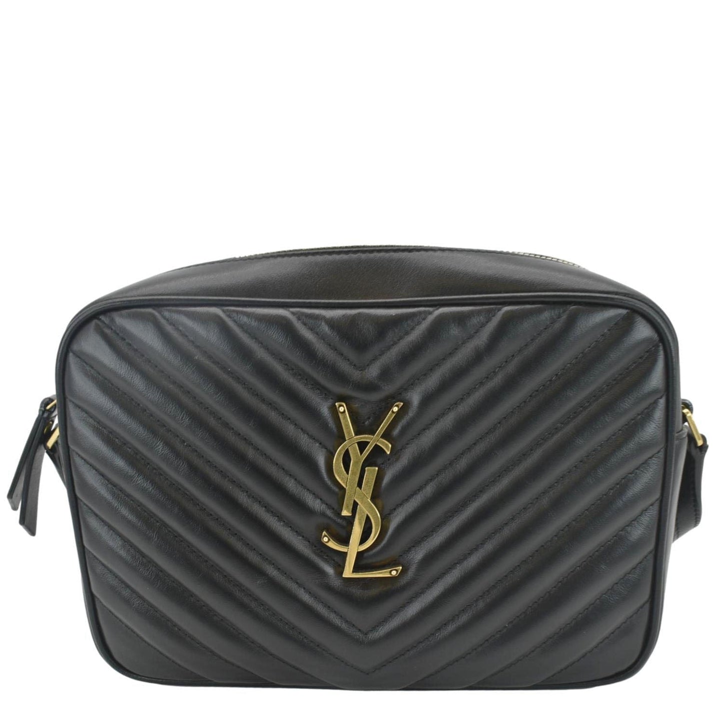 YSL Saint Laurent Yves Lou Camera Chevron Crossbody Bag Leather Black Camera Bag 13