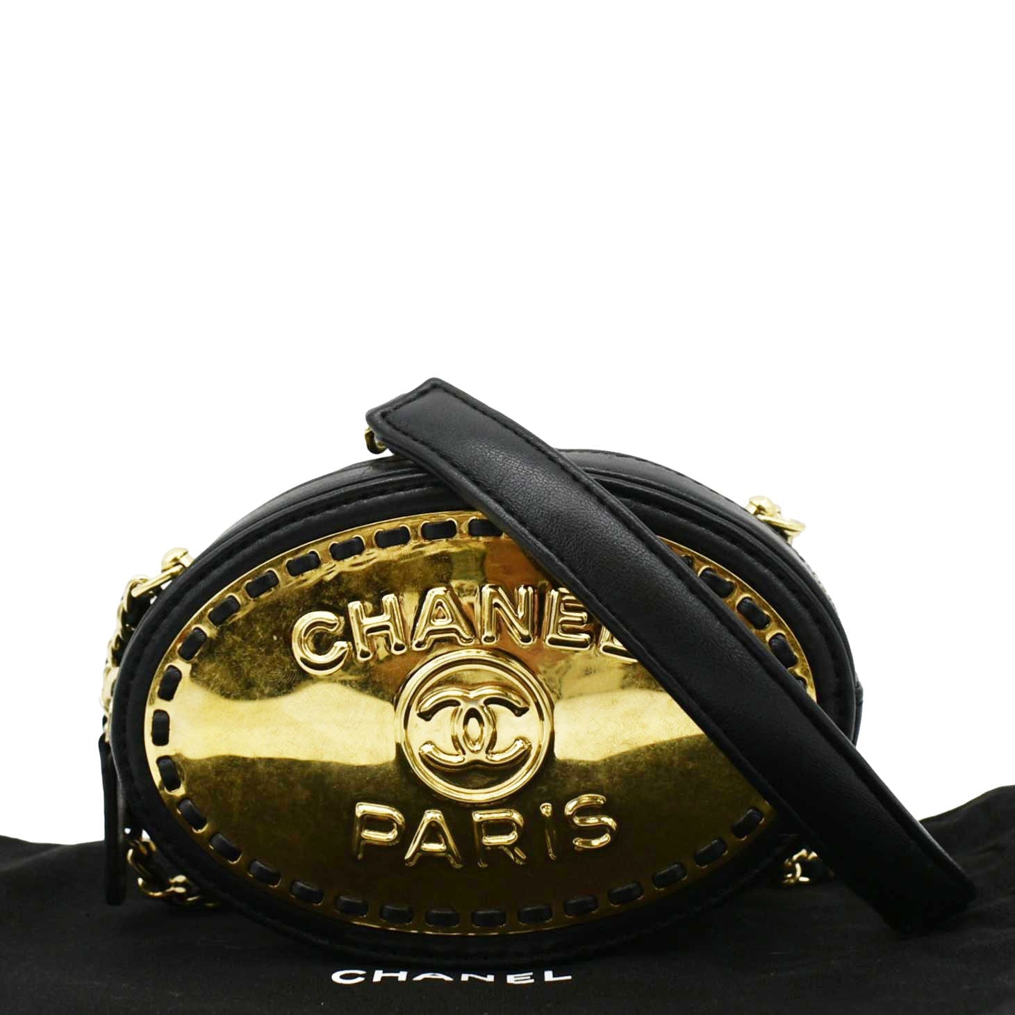 Chanel Oval CC Vanity Leather Black Travel Bag