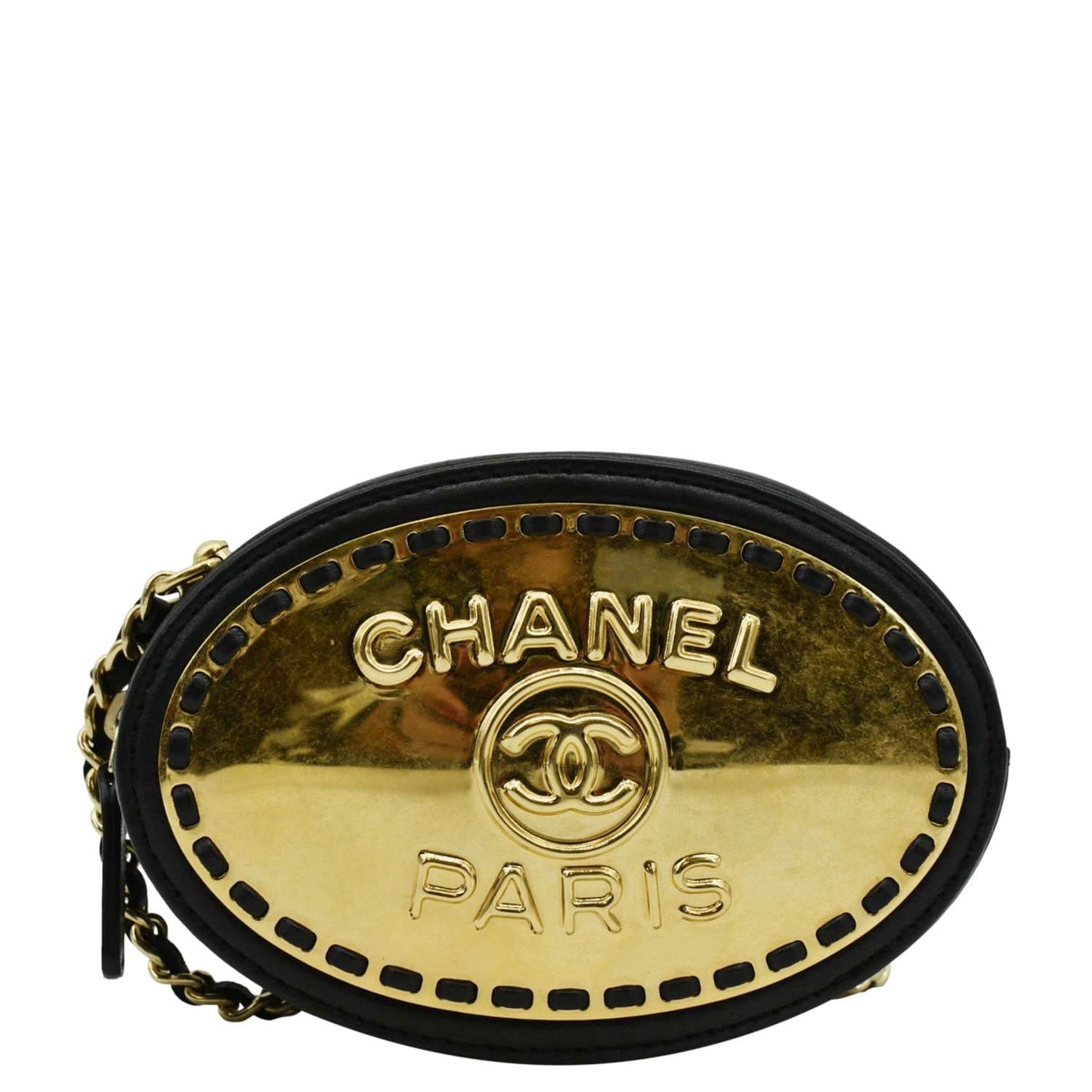 Chanel Oval CC Vanity Leather Black Travel Bag