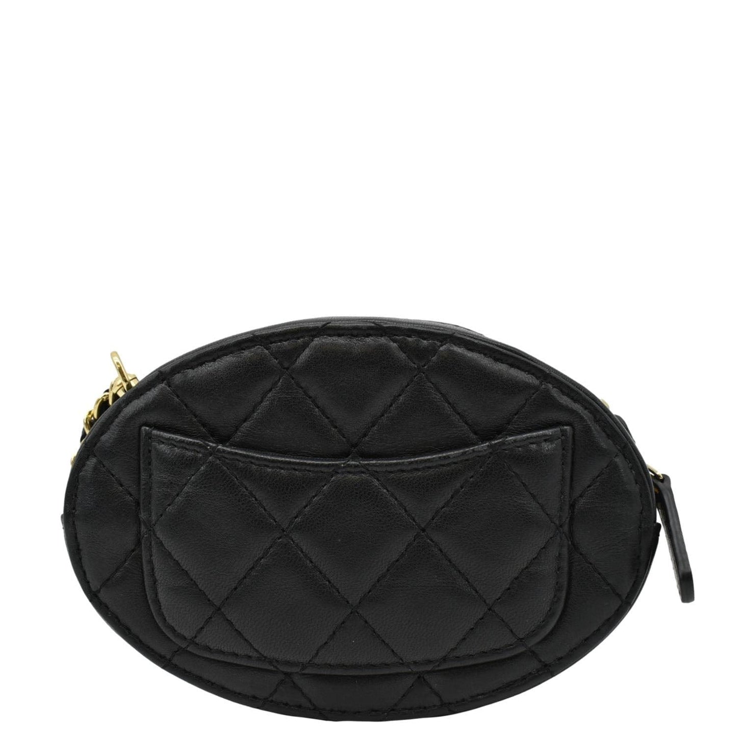 Chanel Oval CC Vanity Leather Black Travel Bag