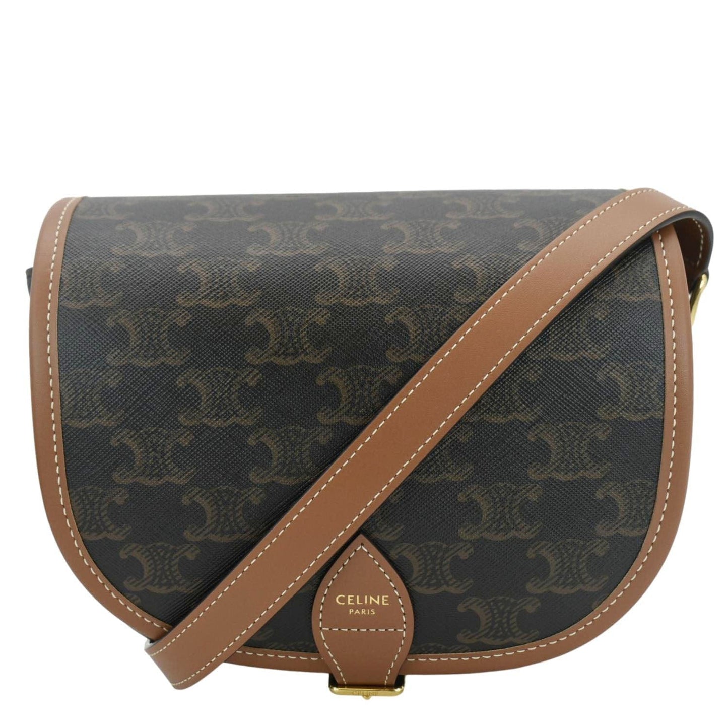Folco Triomphe Shoulder Bag Canvas Brown