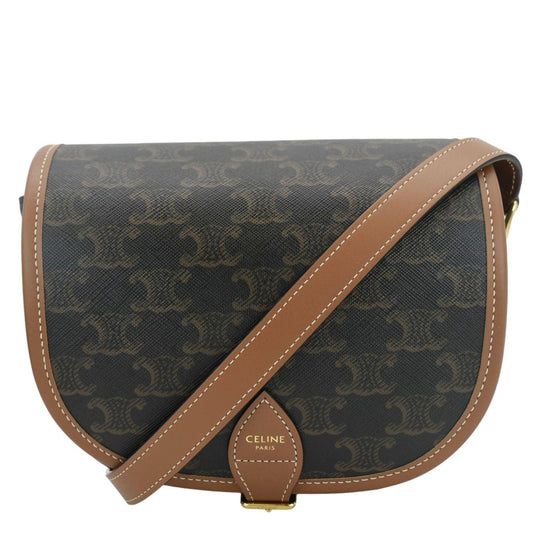 Folco Triomphe Shoulder Bag Canvas Brown