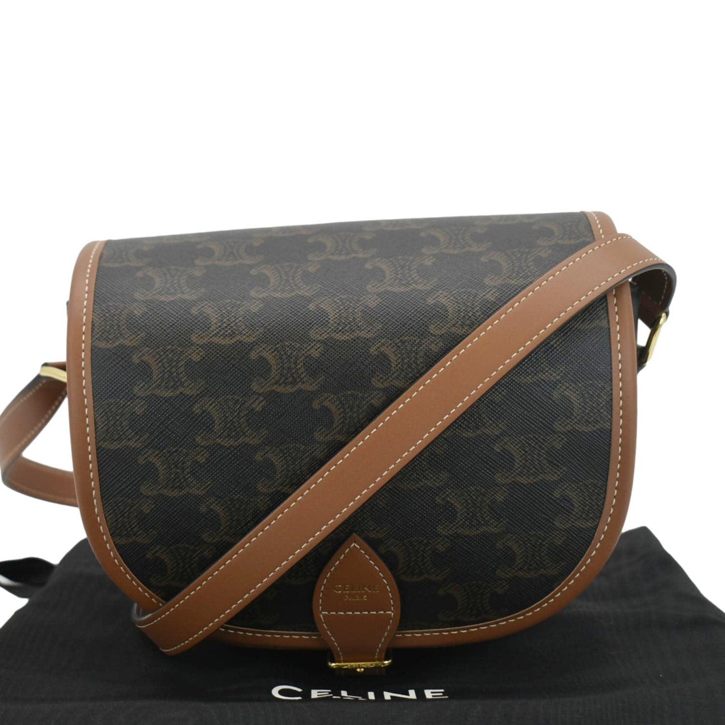 Folco Triomphe Shoulder Bag Canvas Brown
