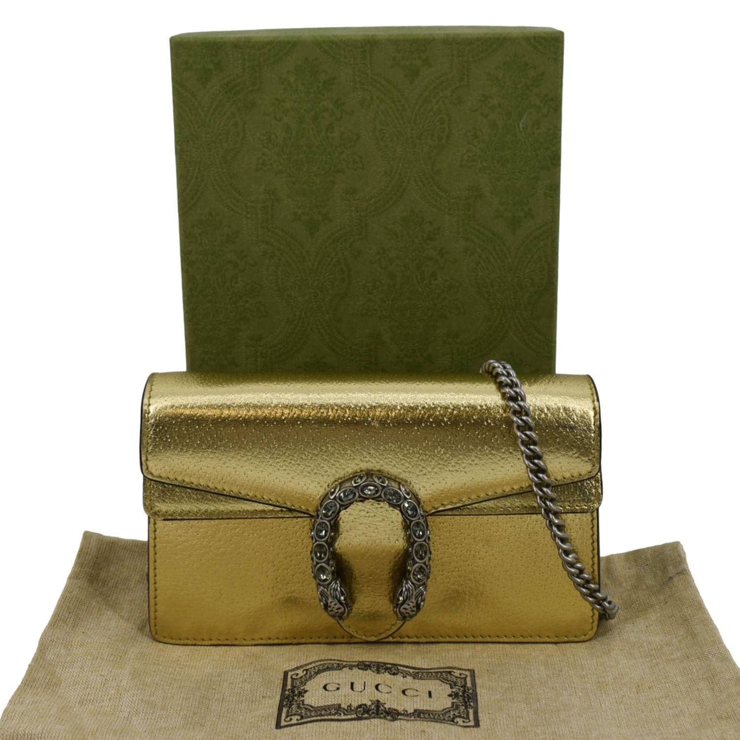 Gucci Dionysus Super Metallic Crossbody Bag Leather Gold