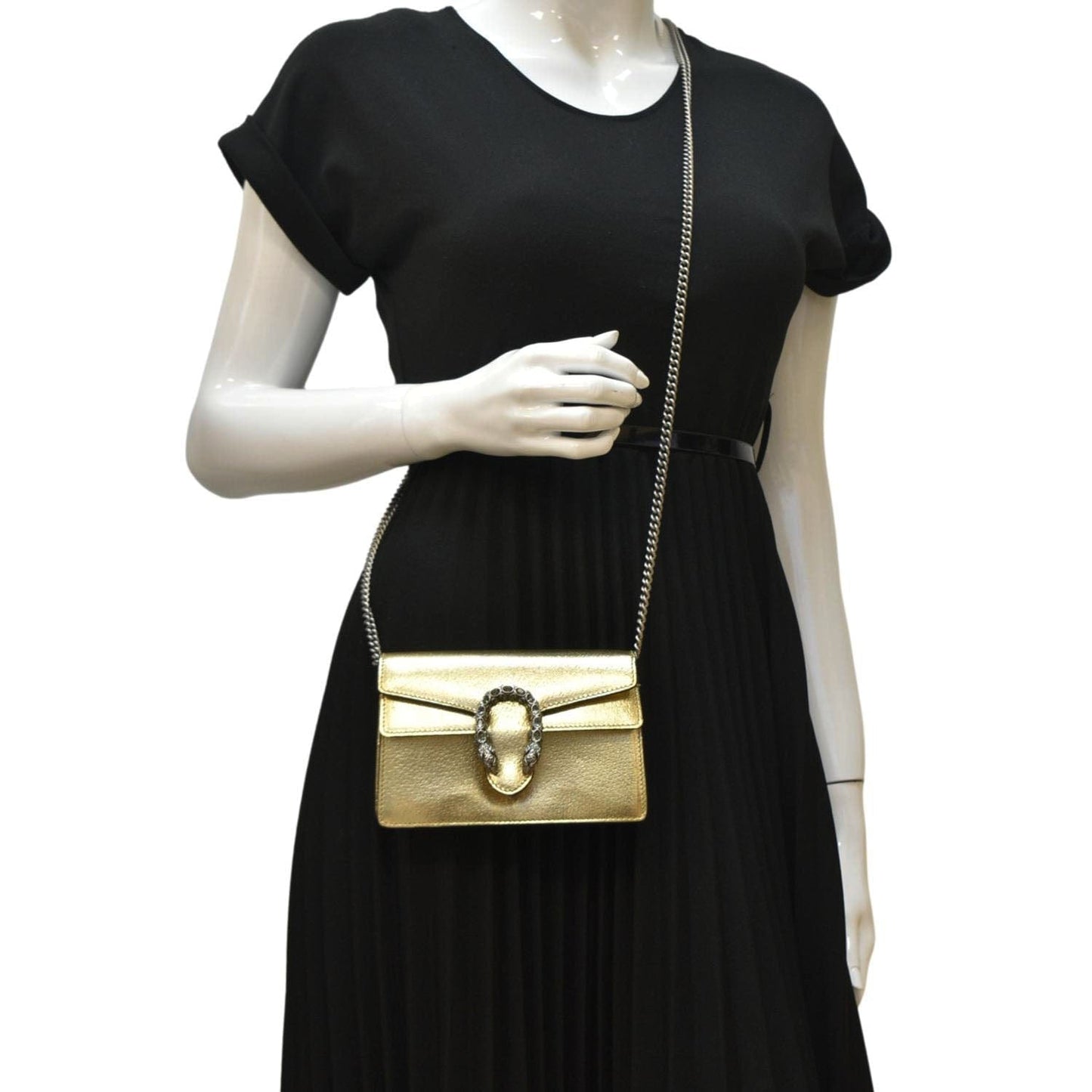 Gucci Dionysus Super Metallic Crossbody Bag Leather Gold