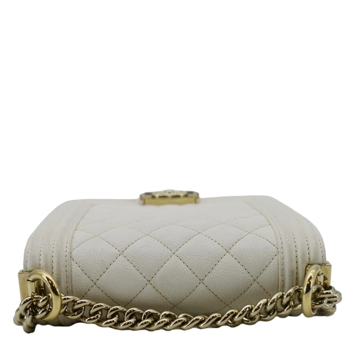 Chanel North South Boy Quilted Leather White Travel Bag