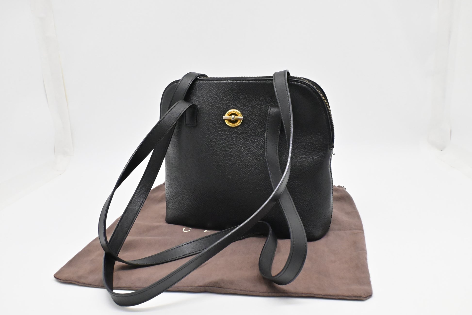 Celine Shoulder Bag In Leather Black