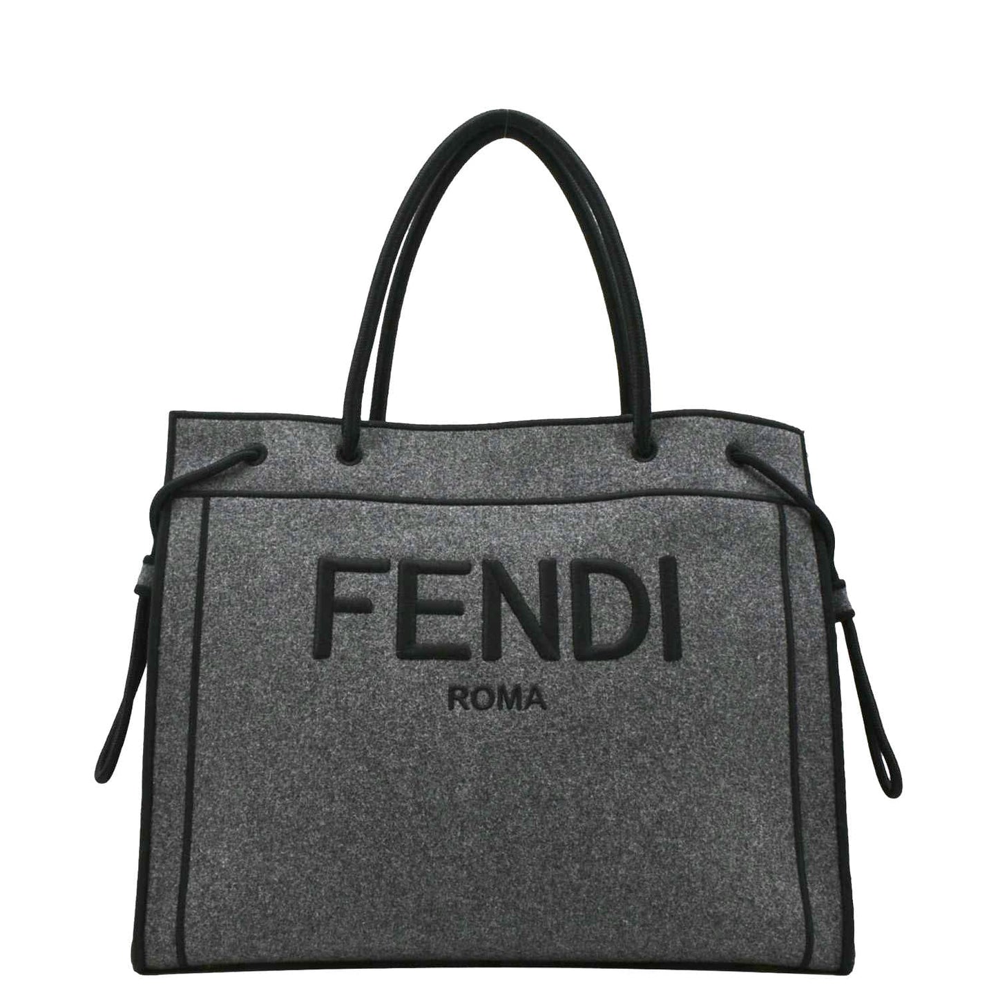 Fendi Sunshine Flannel Wool Shoulder Bag Grey Gray